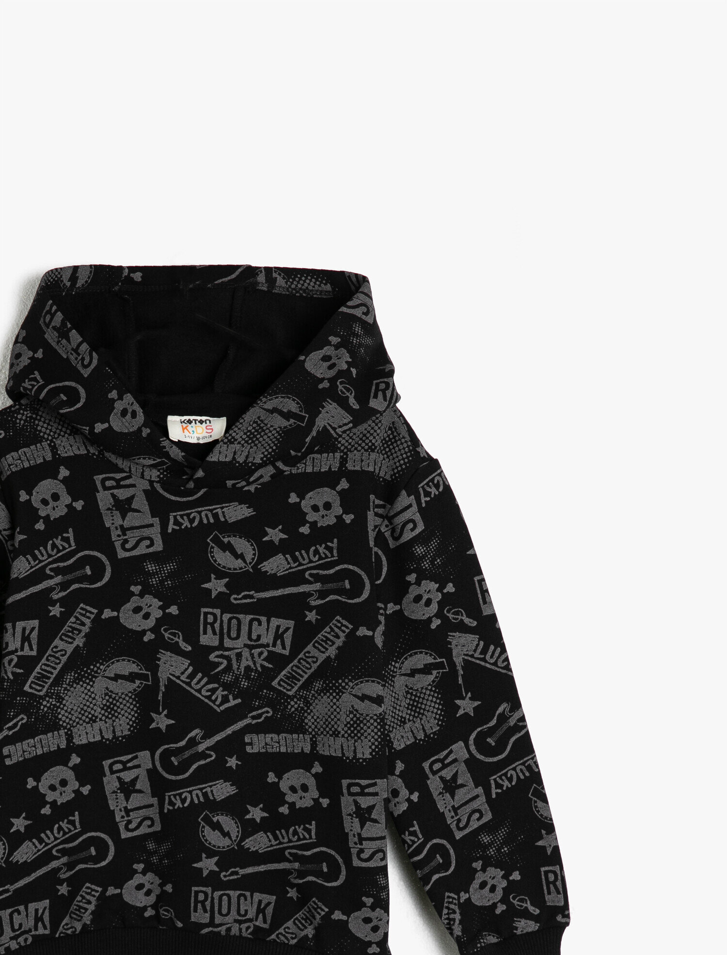 Erkek Çocuk Pamuklu Uzun Kollu Kapüşonlu Baskılı Sweatshirt