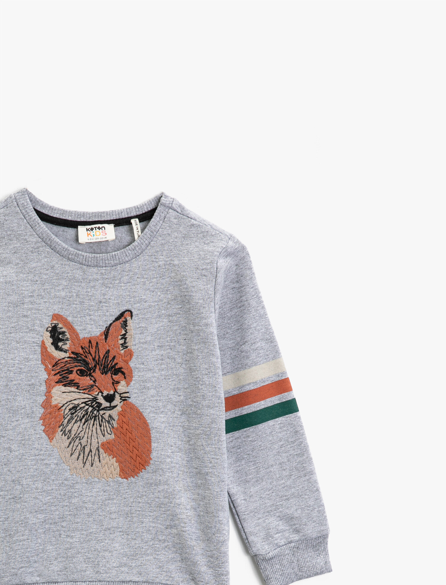 Erkek Çocuk Bisiklet Yaka Hayvan Figürlü İşlemeli Uzun Kollu Sweatshirt