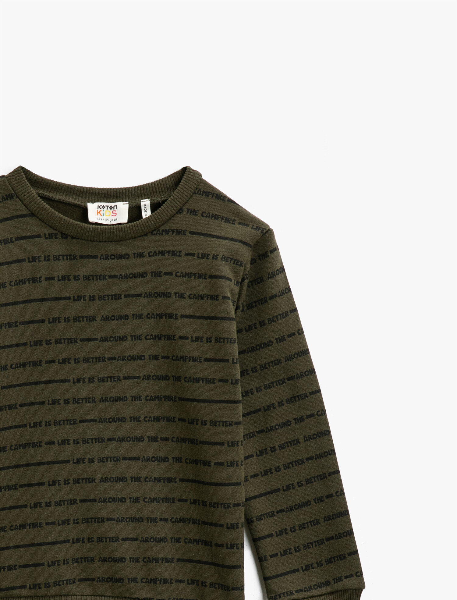  Erkek Çocuk Pamuklu Bisiklet Yaka Uzun Kollu Çizgili Sweatshirt