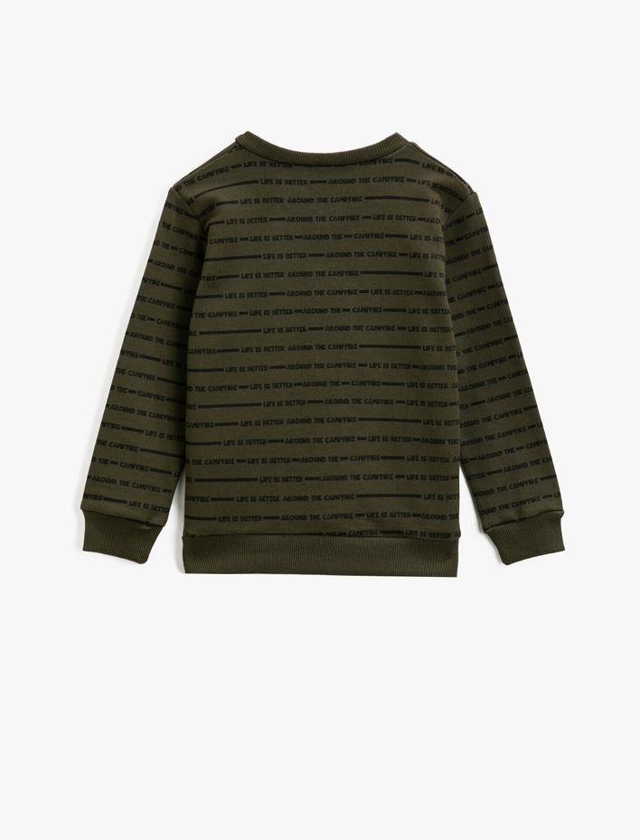 Erkek Çocuk Pamuklu Bisiklet Yaka Uzun Kollu Çizgili Sweatshirt