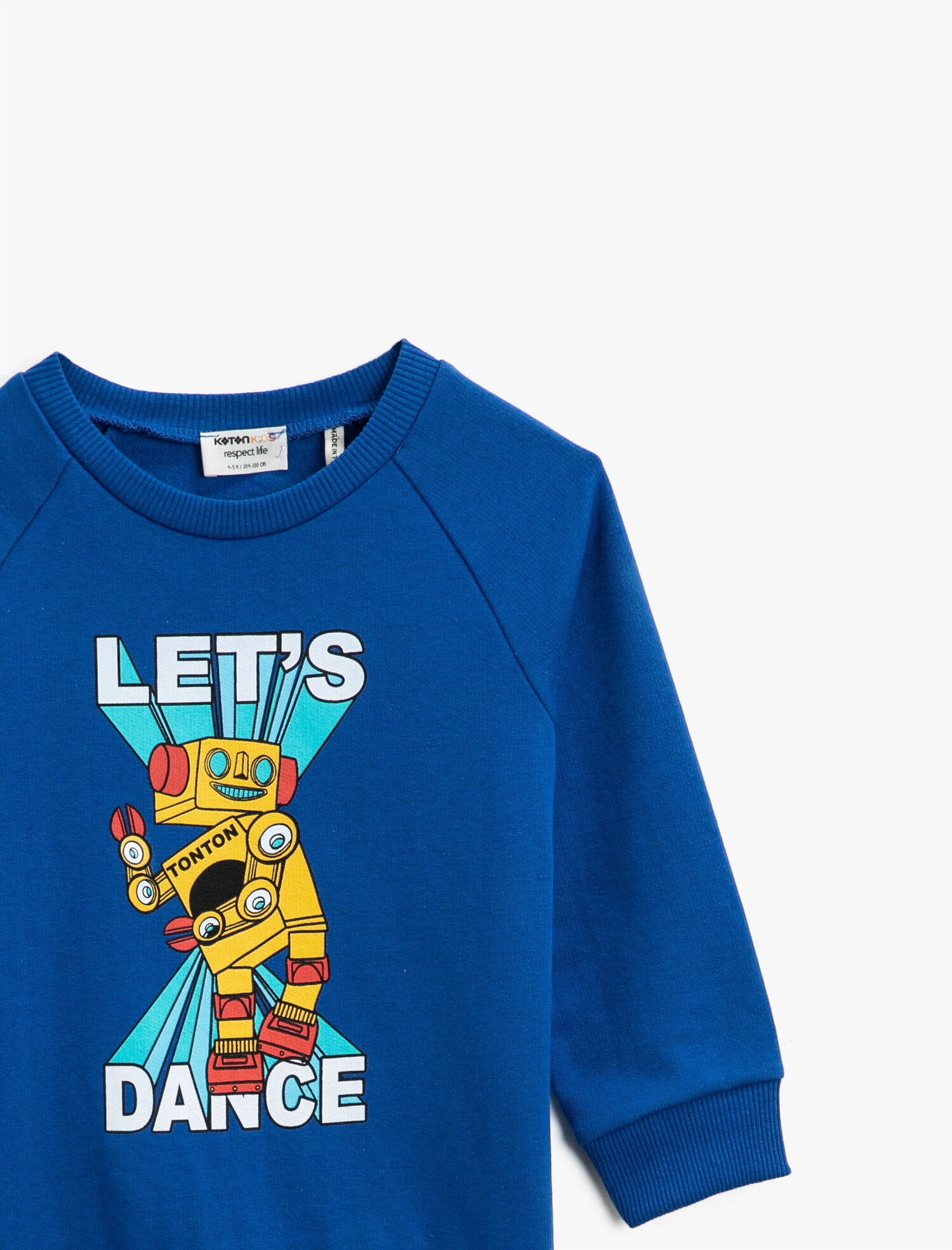  Erkek Çocuk Bisiklet Yaka Pamuklu Baskılı Uzun Kollu Sweatshirt