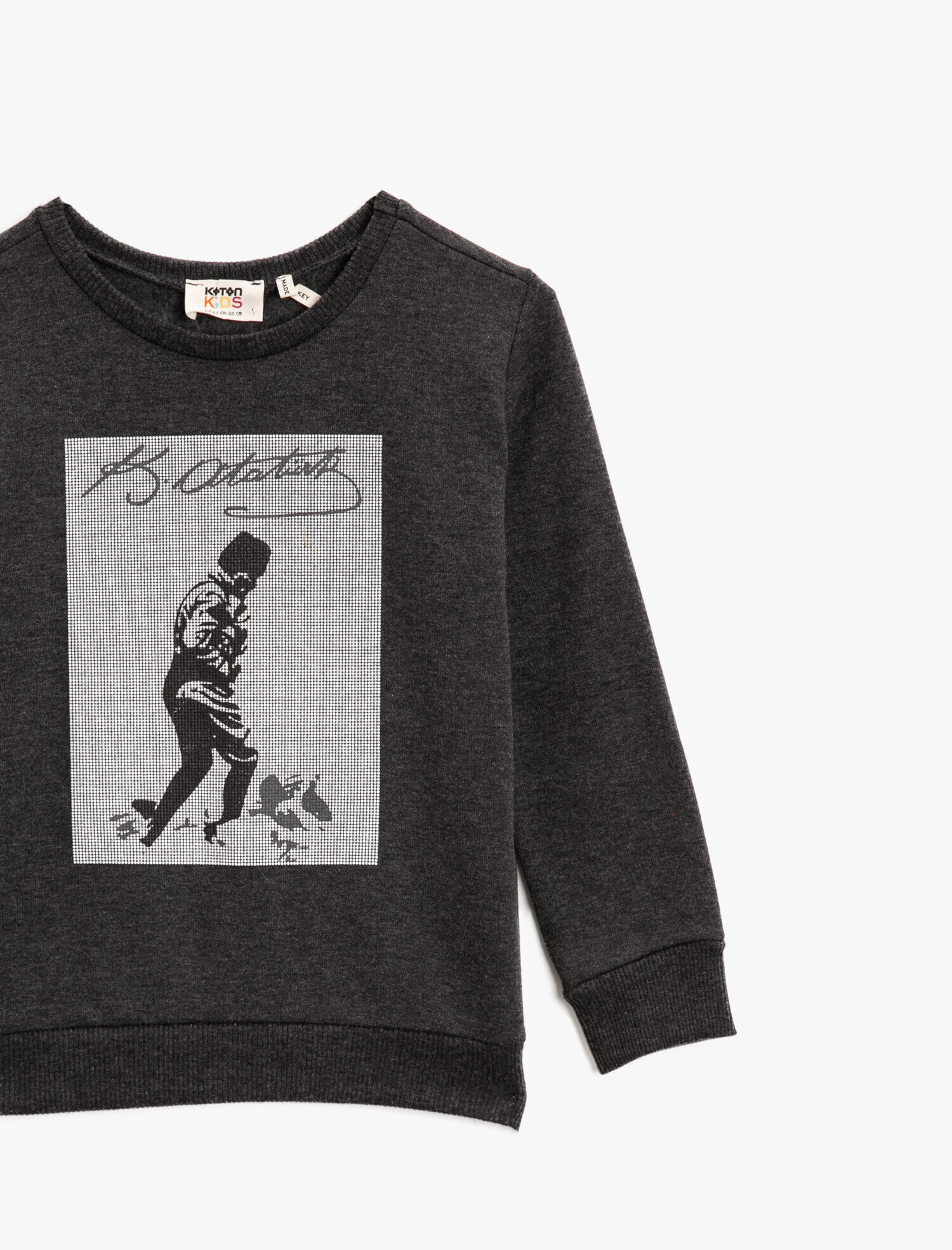 Erkek Çocuk Atatürk Baskılı Bisiklet Yaka Uzun Kollu Sweatshirt