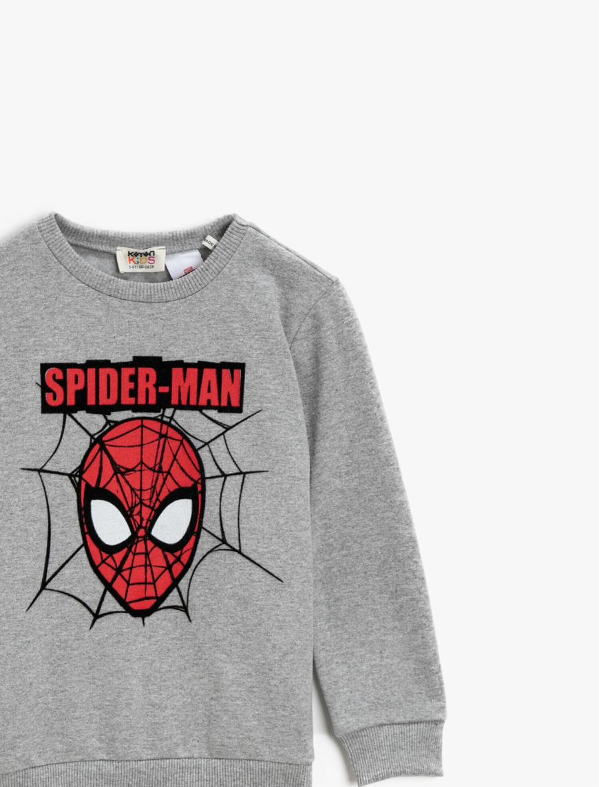  Erkek Çocuk Spiderman Lisanslı Baskılı Bisiklet Yaka Sweatshirt