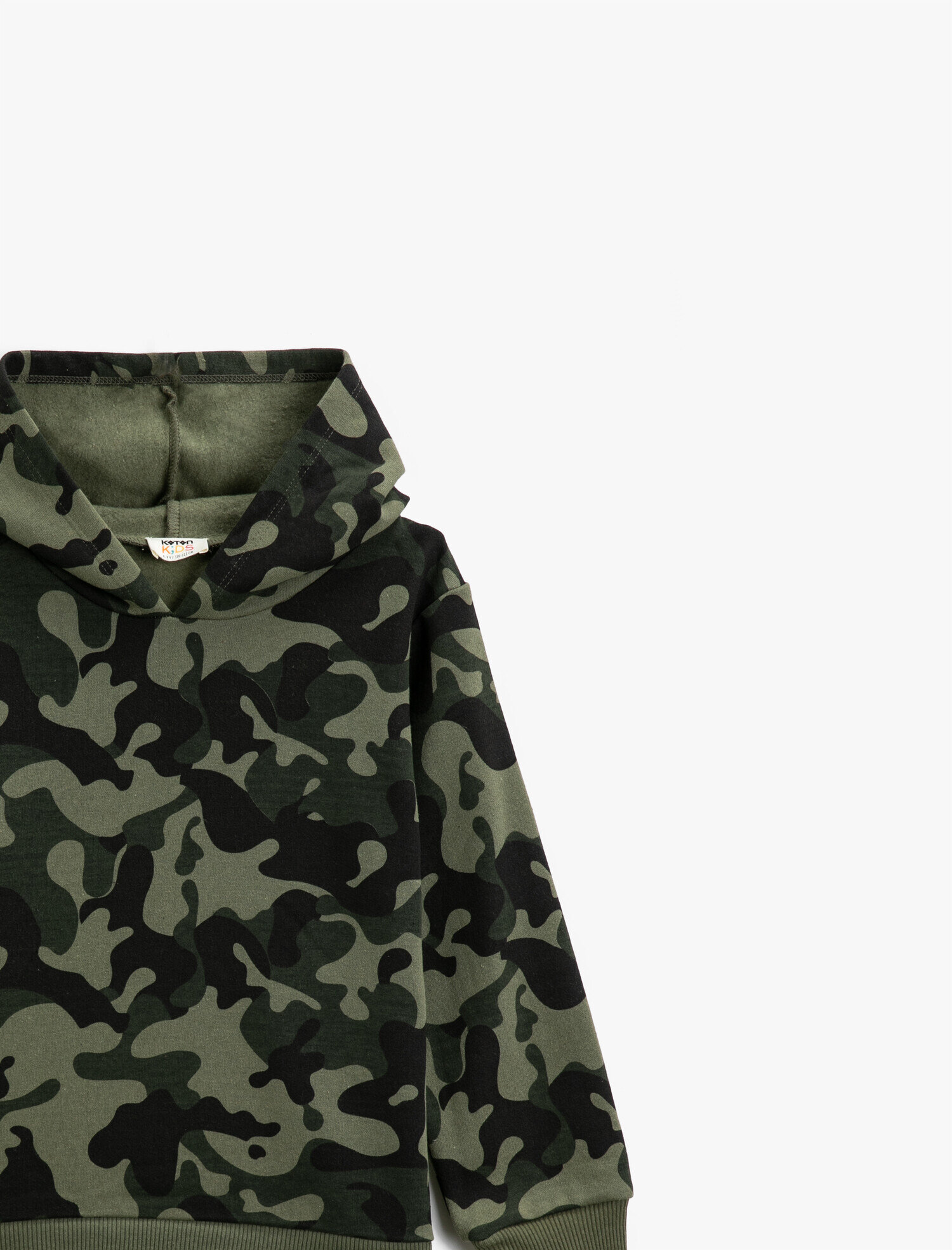  Erkek Çocuk Kapüşonlu Uzun Kollu Kamuflaj Desenli Sweatshirt