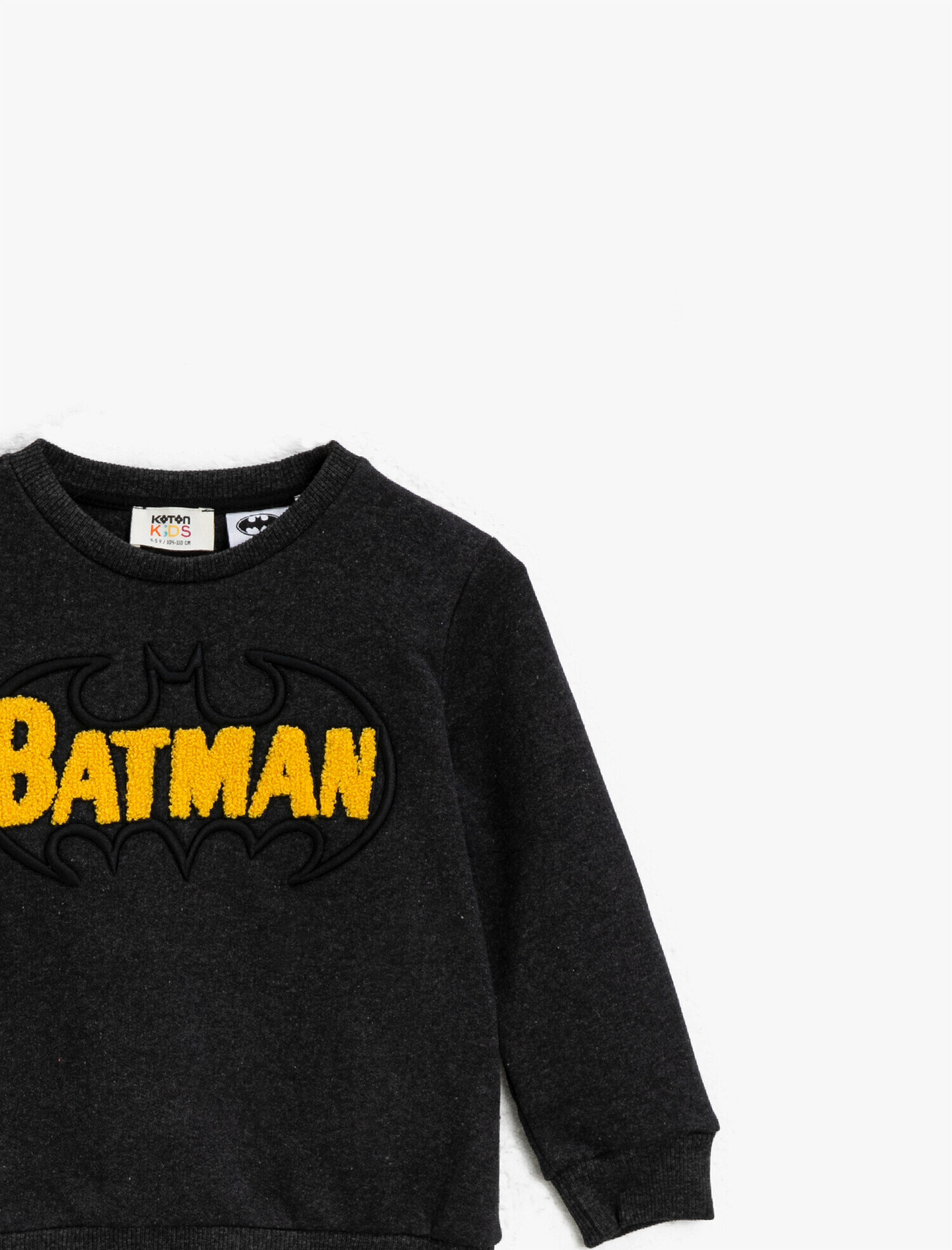  Erkek Çocuk Batman Lisanslı İşlemeli Bisiklet Yaka Sweatshirt