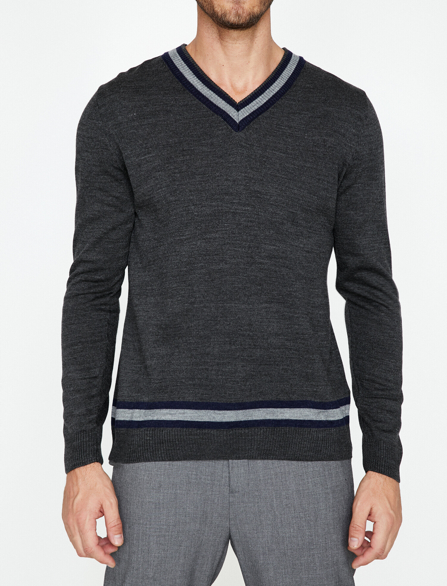   Çizgili Triko Kazak