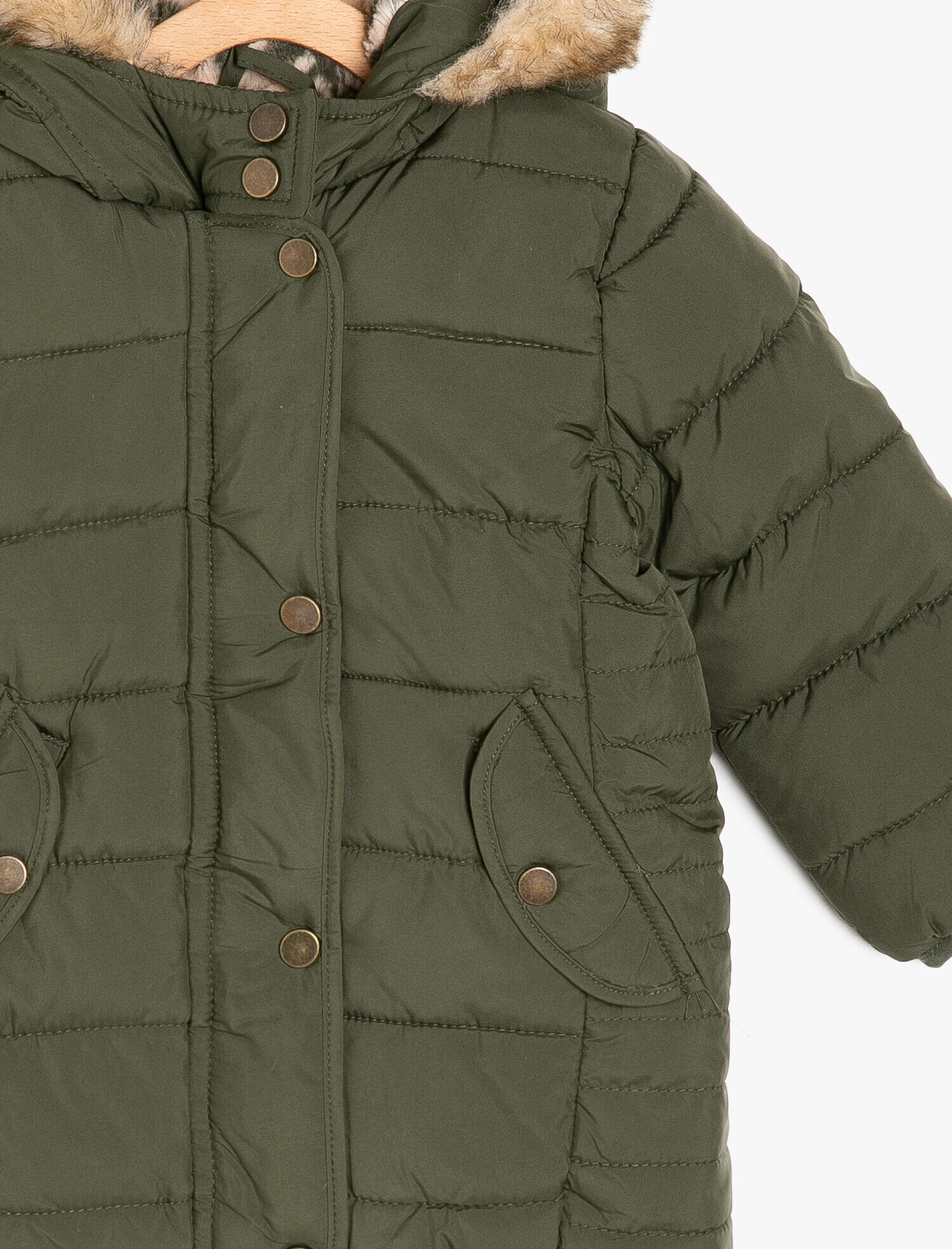  Kız Bebek Suni Kürk Detaylı Kaban