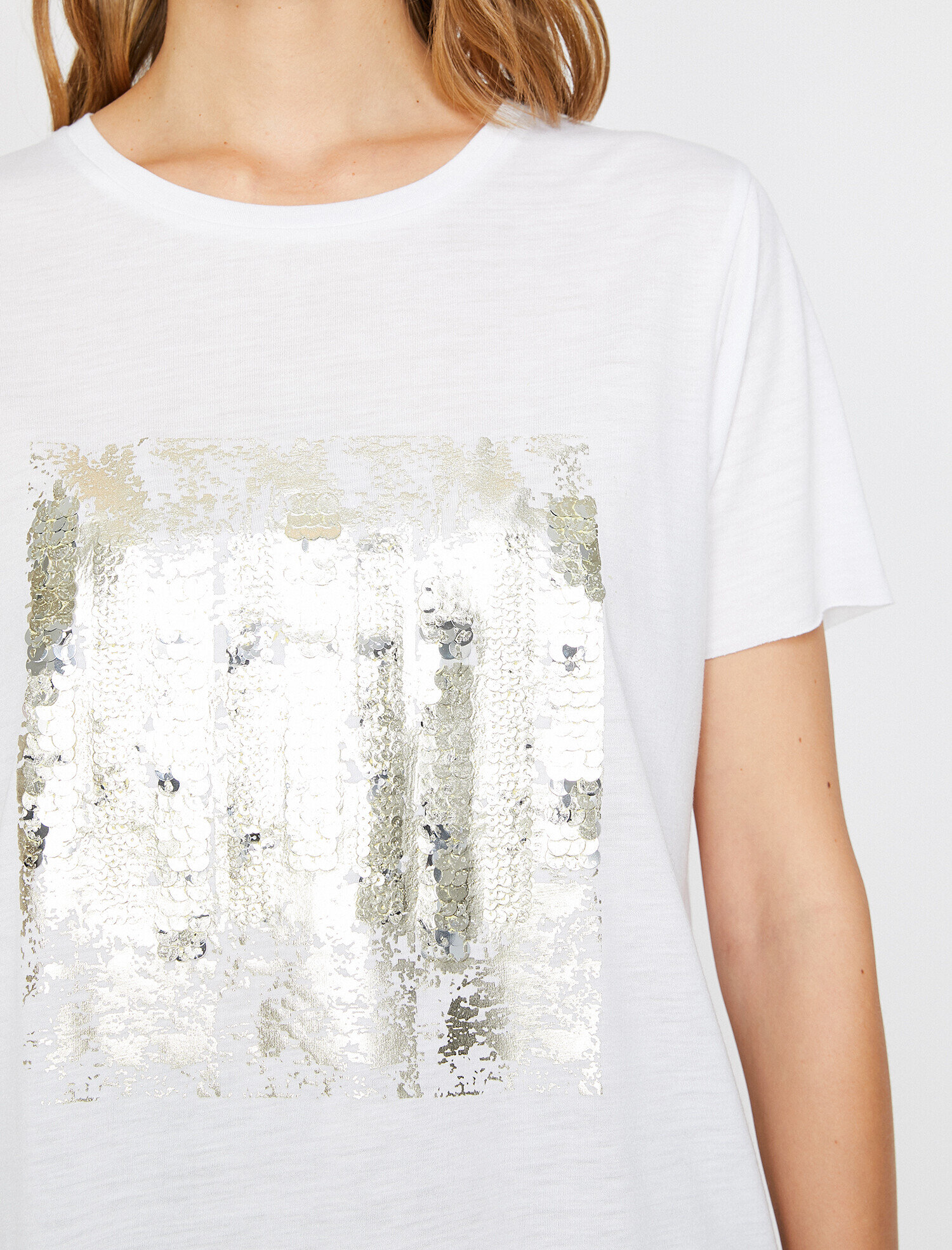   Varak Baskılı Bisiklet Yaka Standart Kalıp Tişört