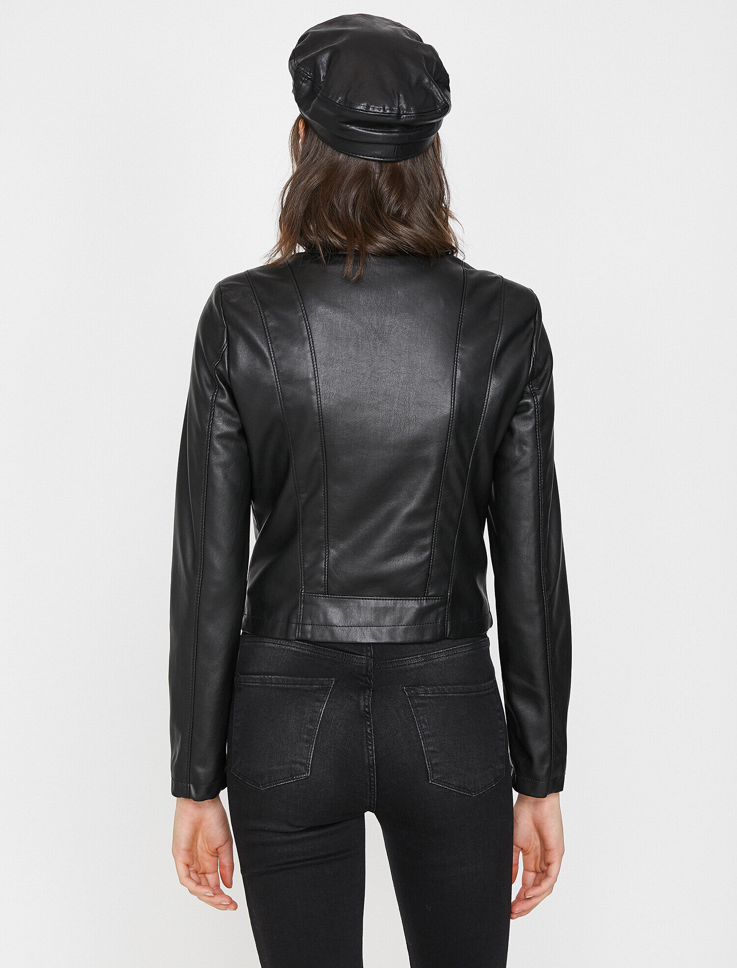 Deri Görünümlü Mont