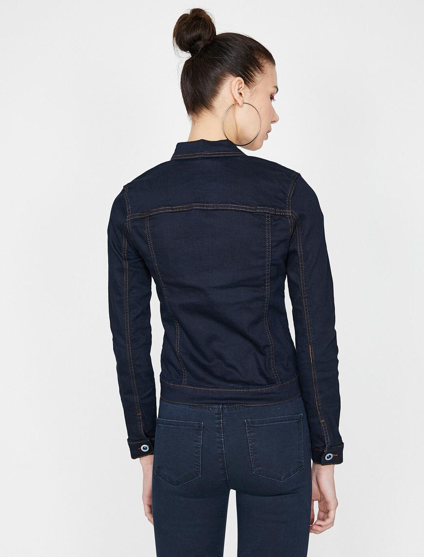   Düğme Detaylı Jean Ceket