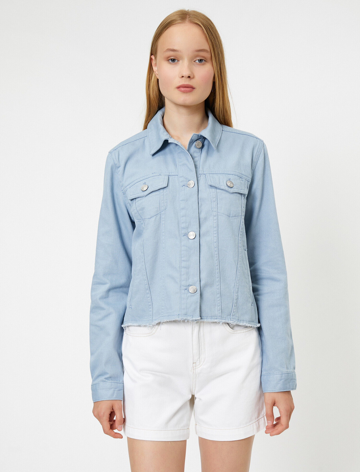   Düğme Detaylı Jean Ceket