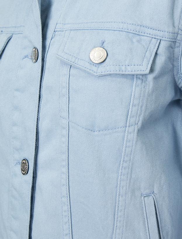  Düğme Detaylı Jean Ceket