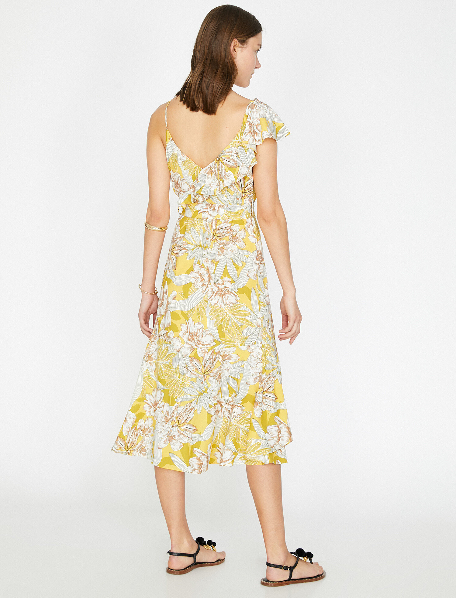   Çiçek Desenli Midi Boy Elbise