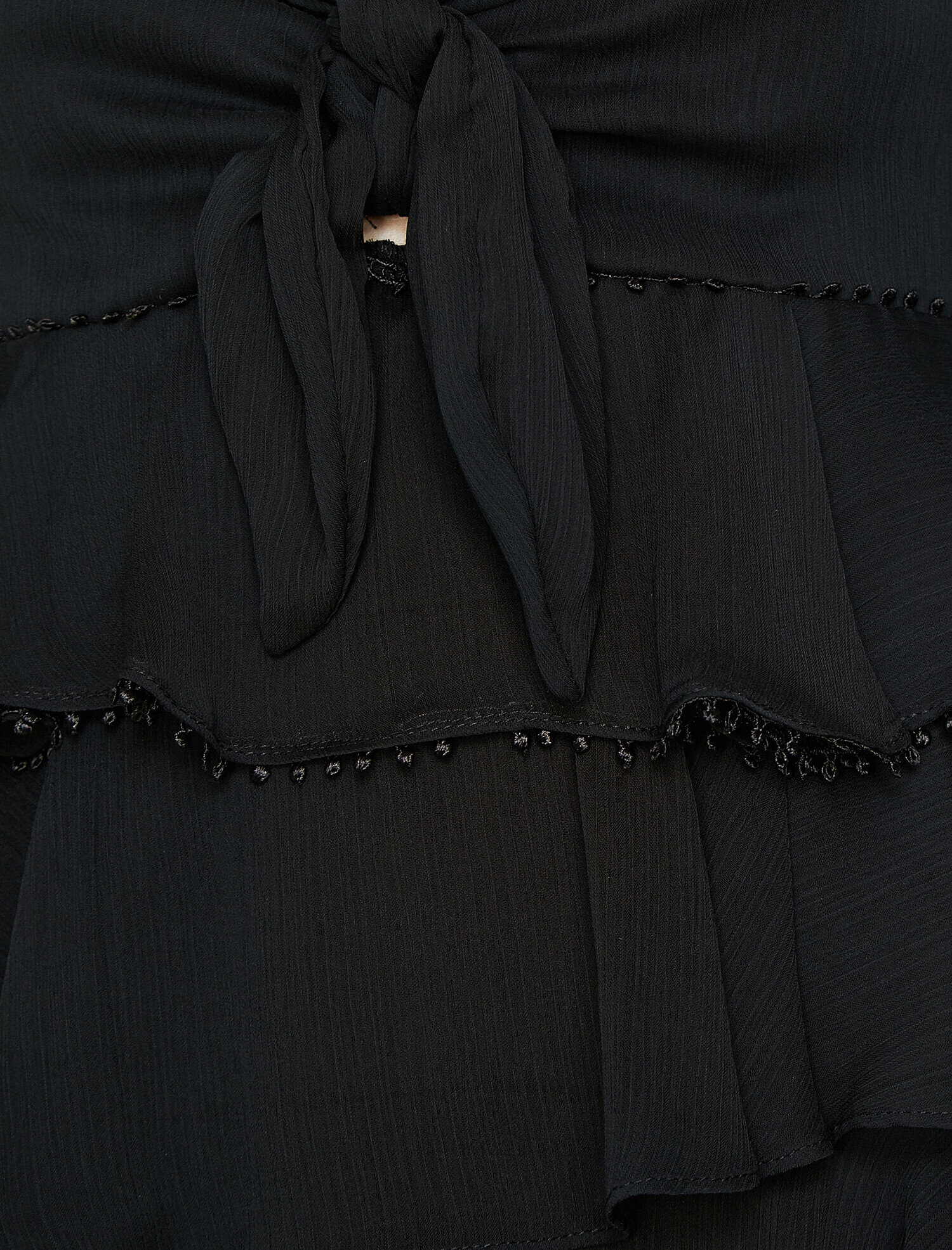   Askılı Kısa Kollu Fırfır Detaylı Mini Elbise