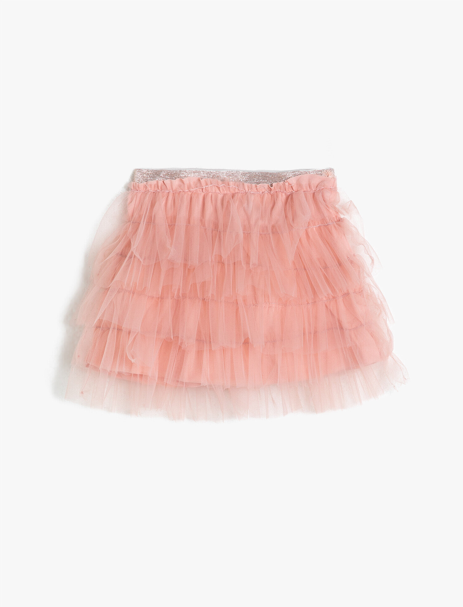  Kız Çocuk Kat Kat Beli Simli Lastikli Orta Boy Tütü Etek