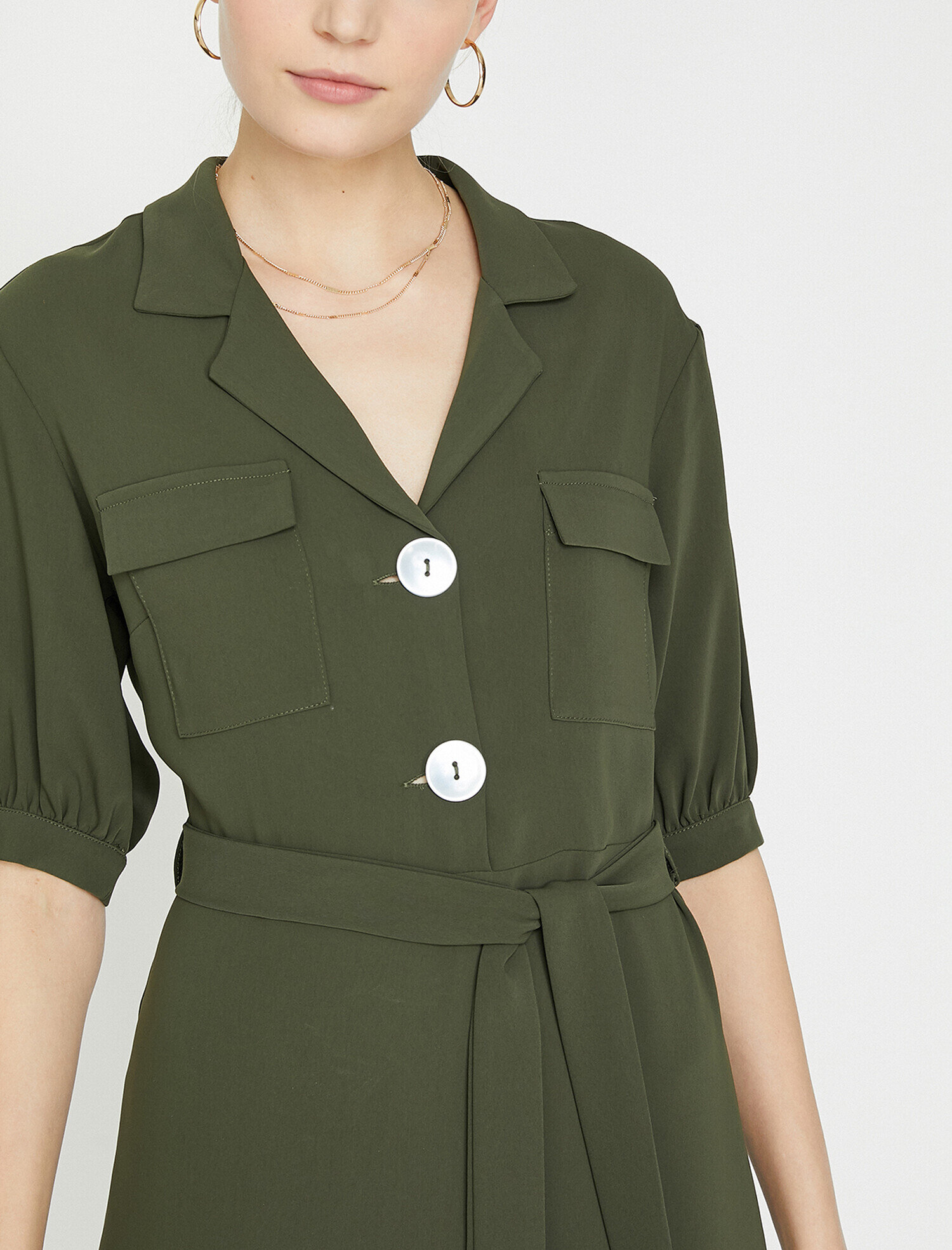   Düğme Detaylı Elbise