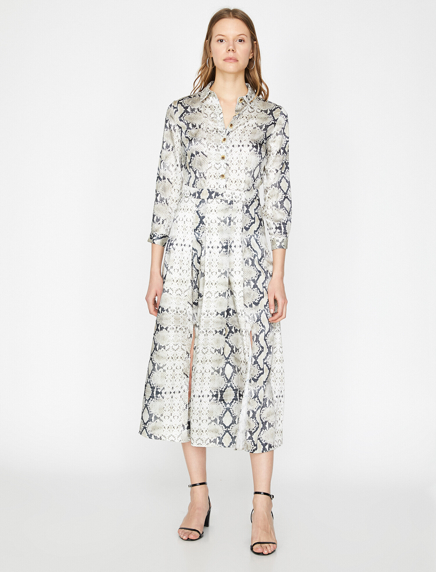Yılan Derisi Desenli Elbise