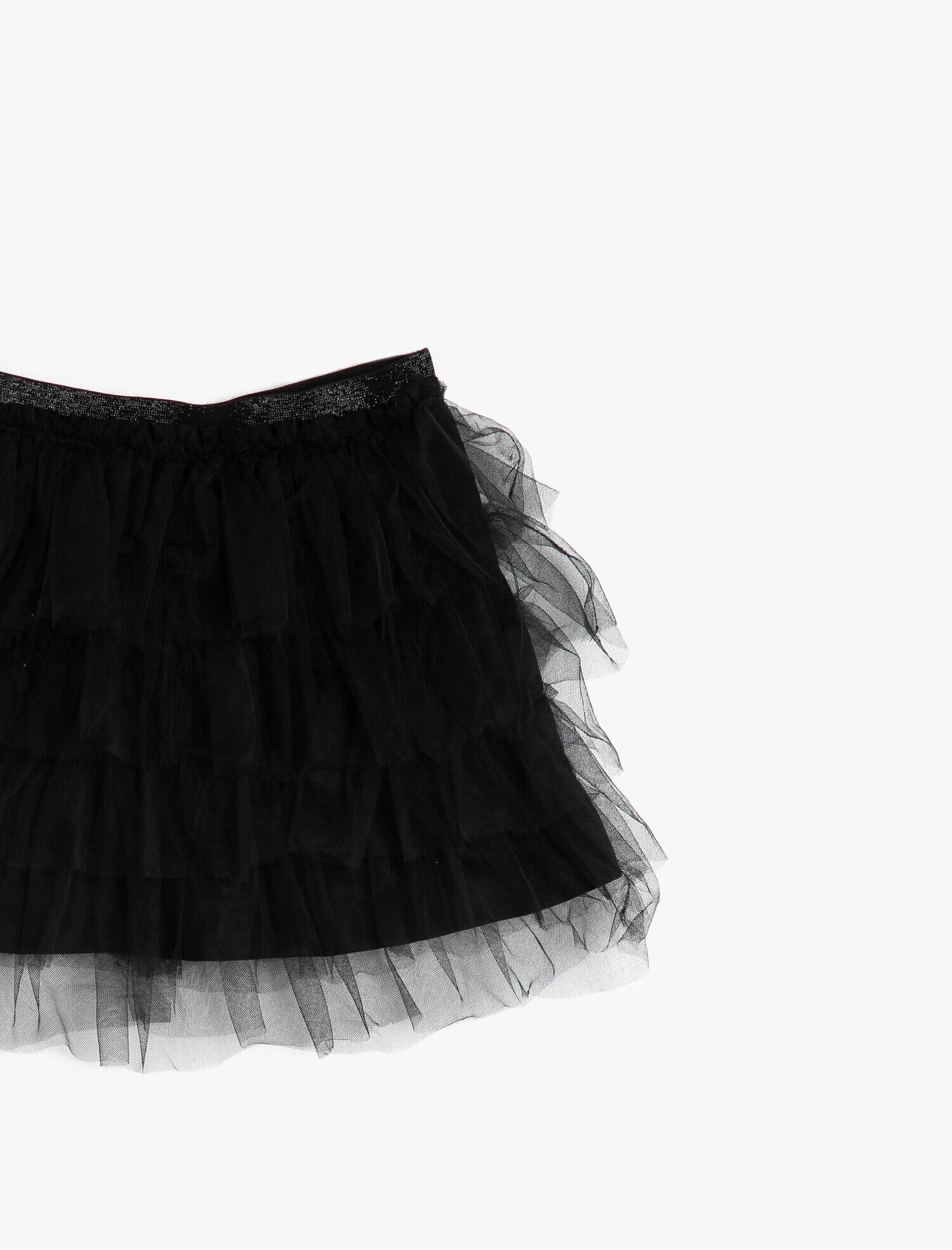  Kız Çocuk Kat Kat Beli Simli Lastikli Orta Boy Tütü Etek