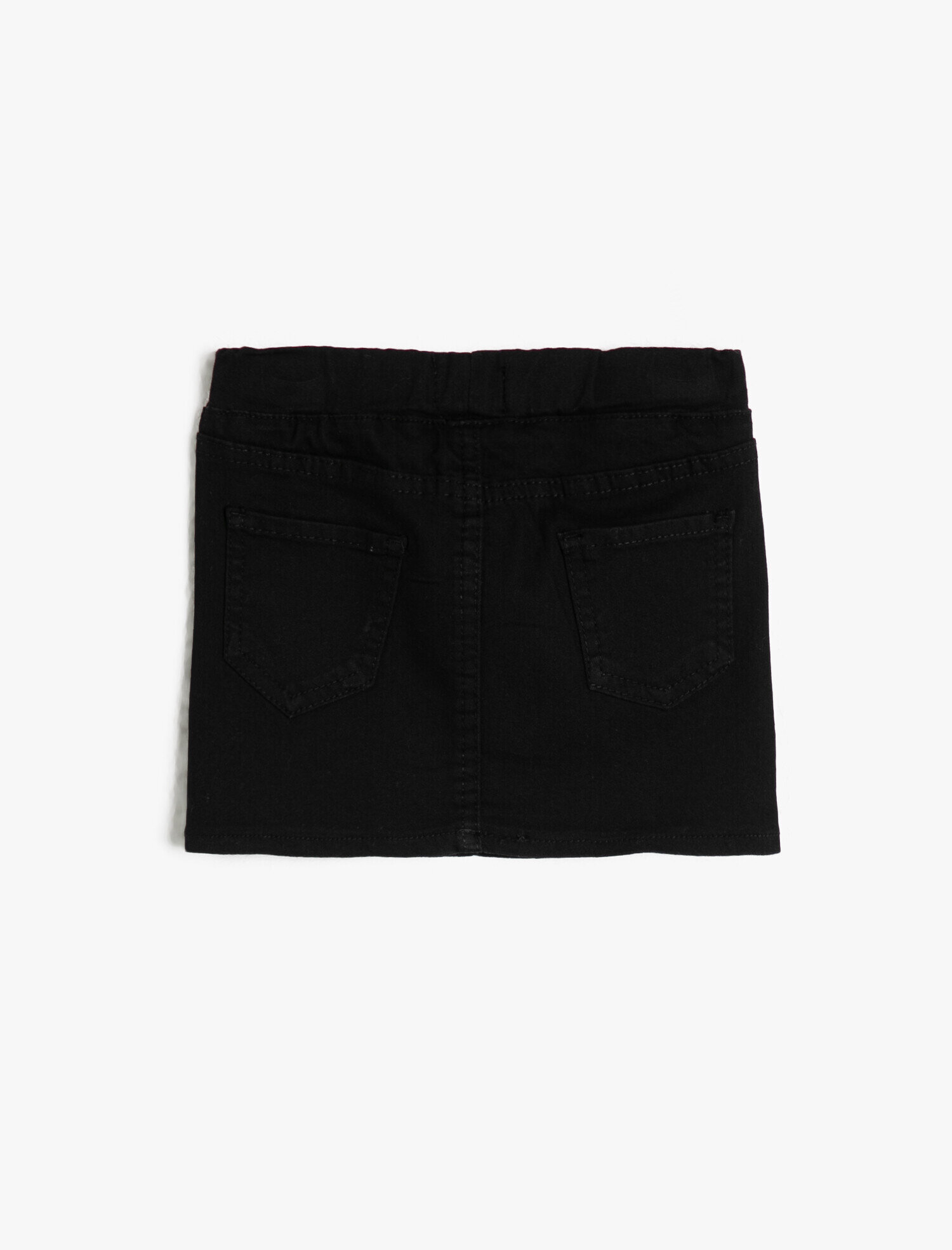  Kız Çocuk İnce Esnek Kumaştan Önde Süs Ceplı Beli Lastikli Diz Üstü Etek