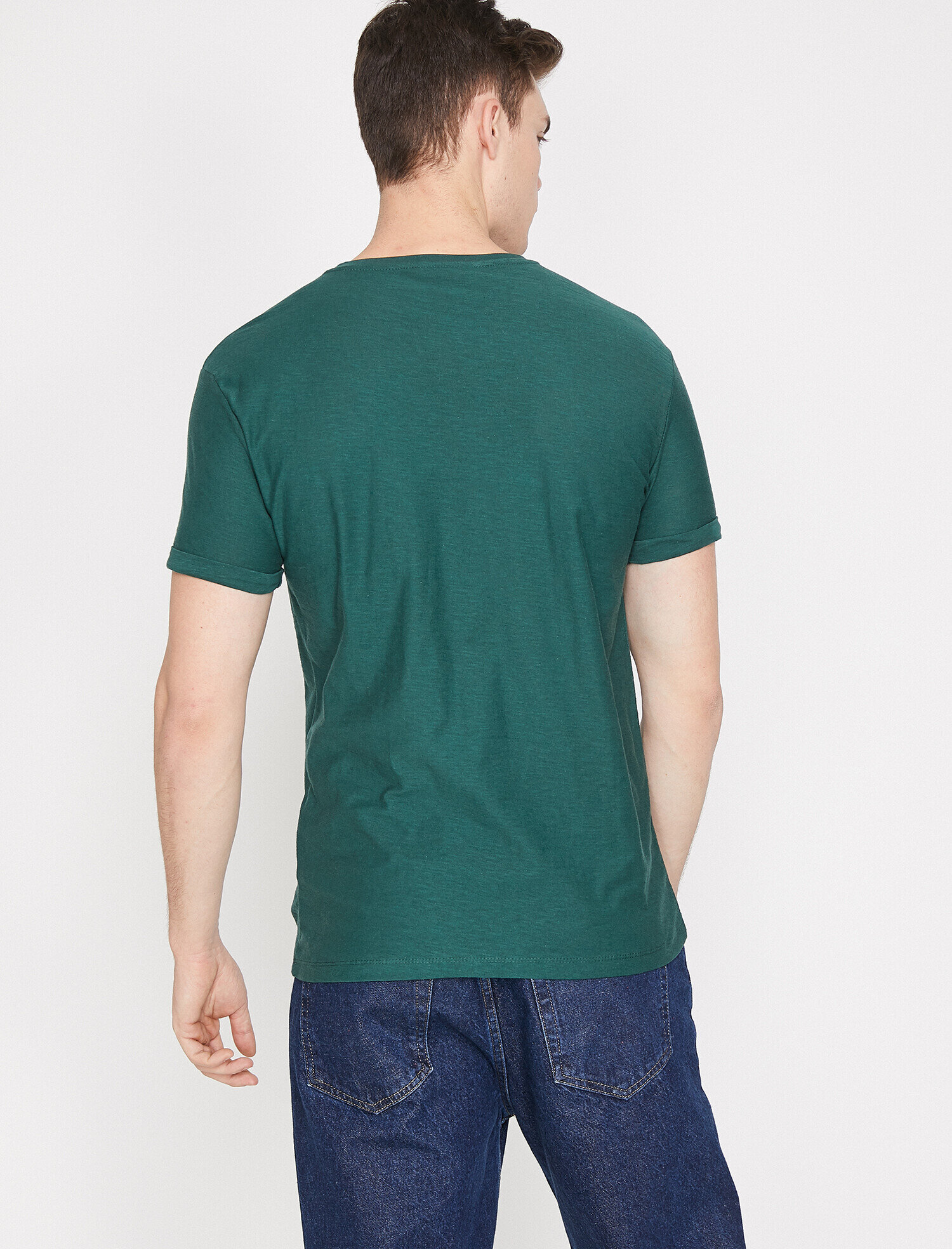   Bisiklet Yaka Tişört Cep Detaylı