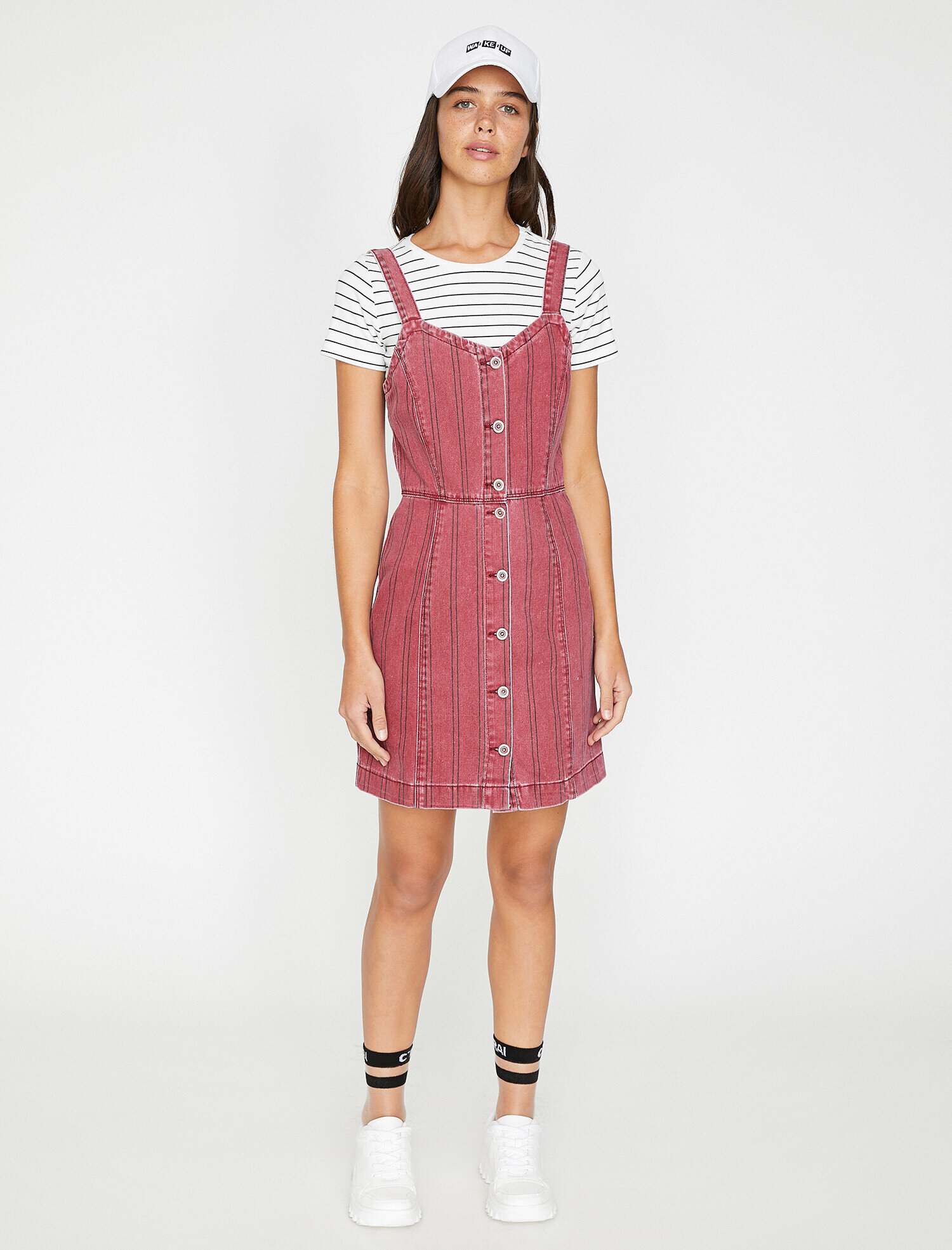   Düğme Detaylı Jean Elbise