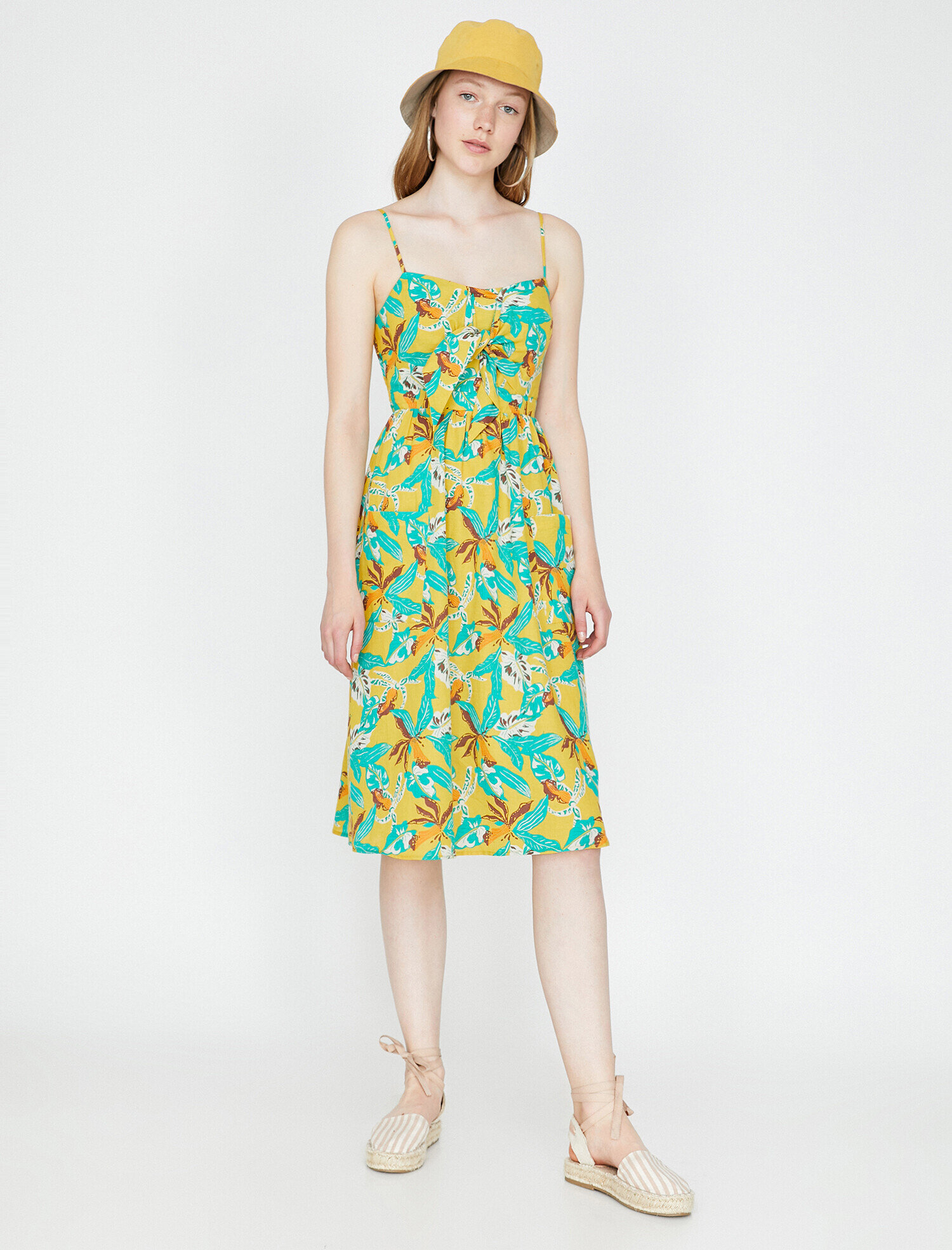   Doğal Dokulu Elbise Keten Karışımlı