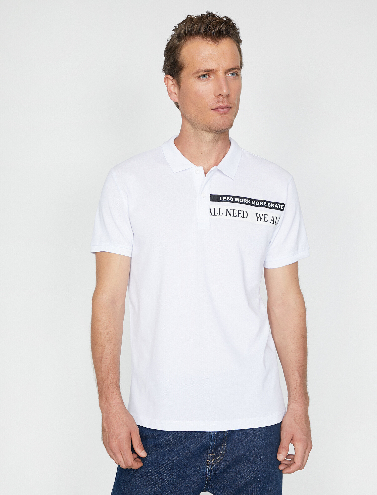 Polo Yaka Baskılı Pike Kumaş Slim Fit Tişört
