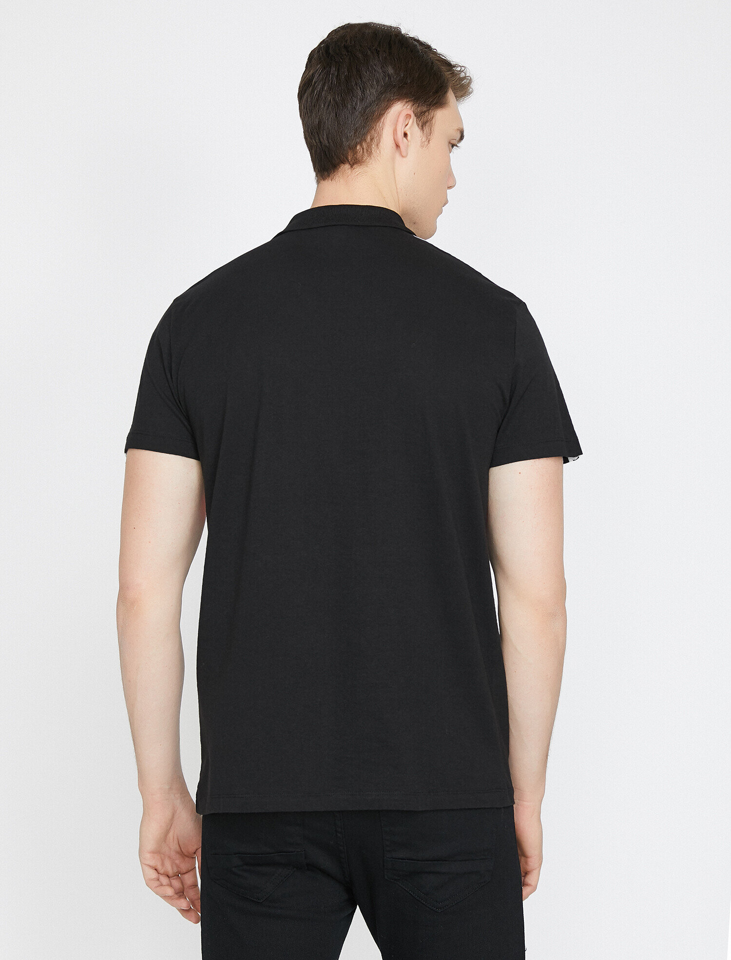 Polo Yaka Omuz Baskılı Renk Bloklu Slim Fit Tişört