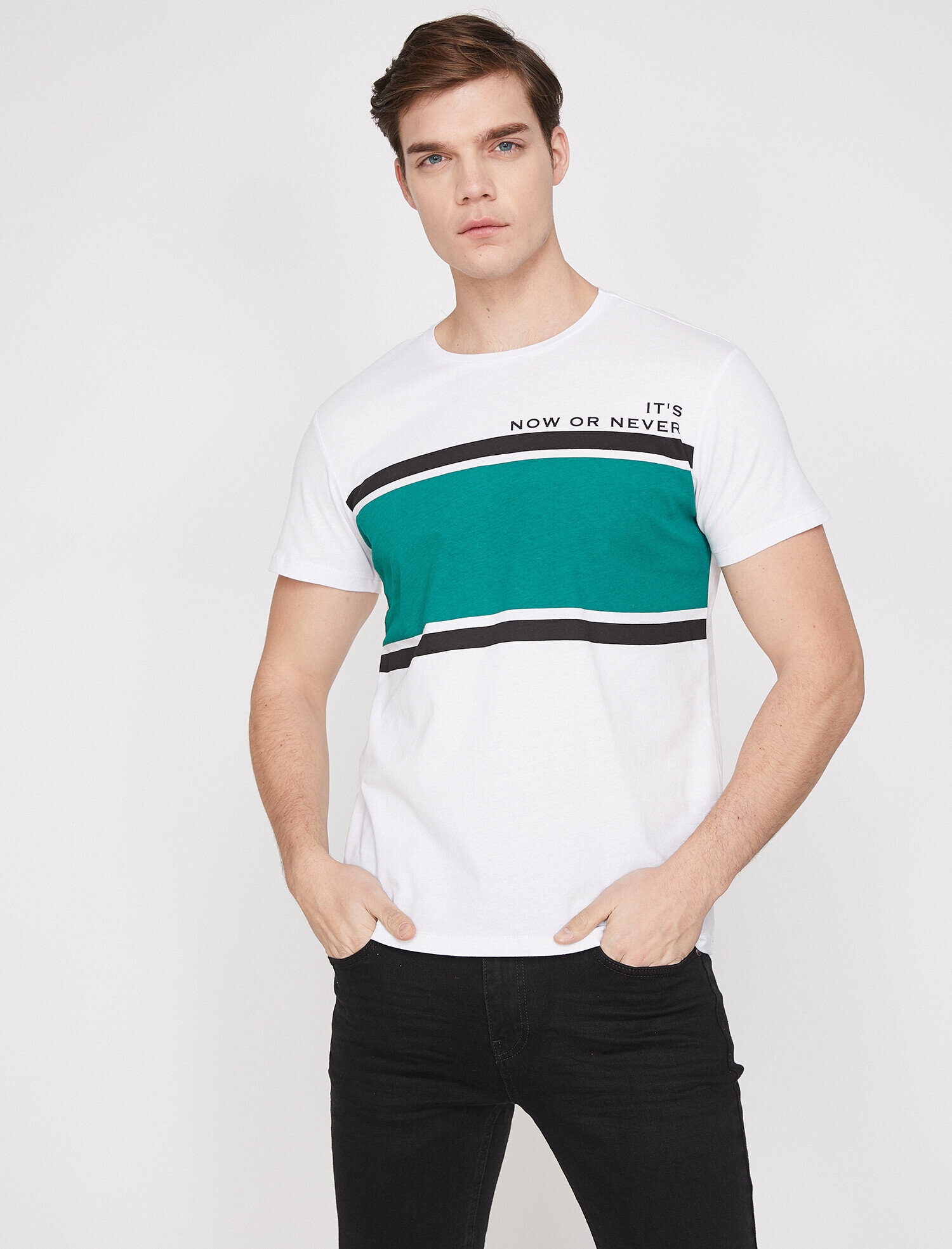 Baskılı Tişört Kısa Kollu Bisiklet Yaka