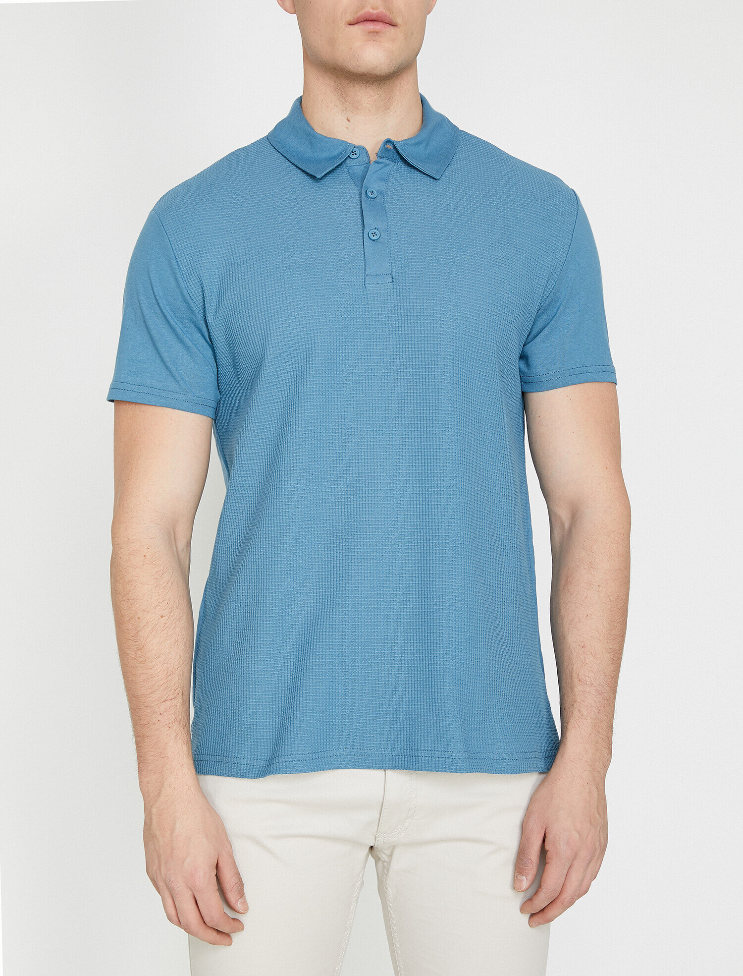   Polo Yaka Kısa Kollu Dokulu Kumaş Slim Fit Tişört