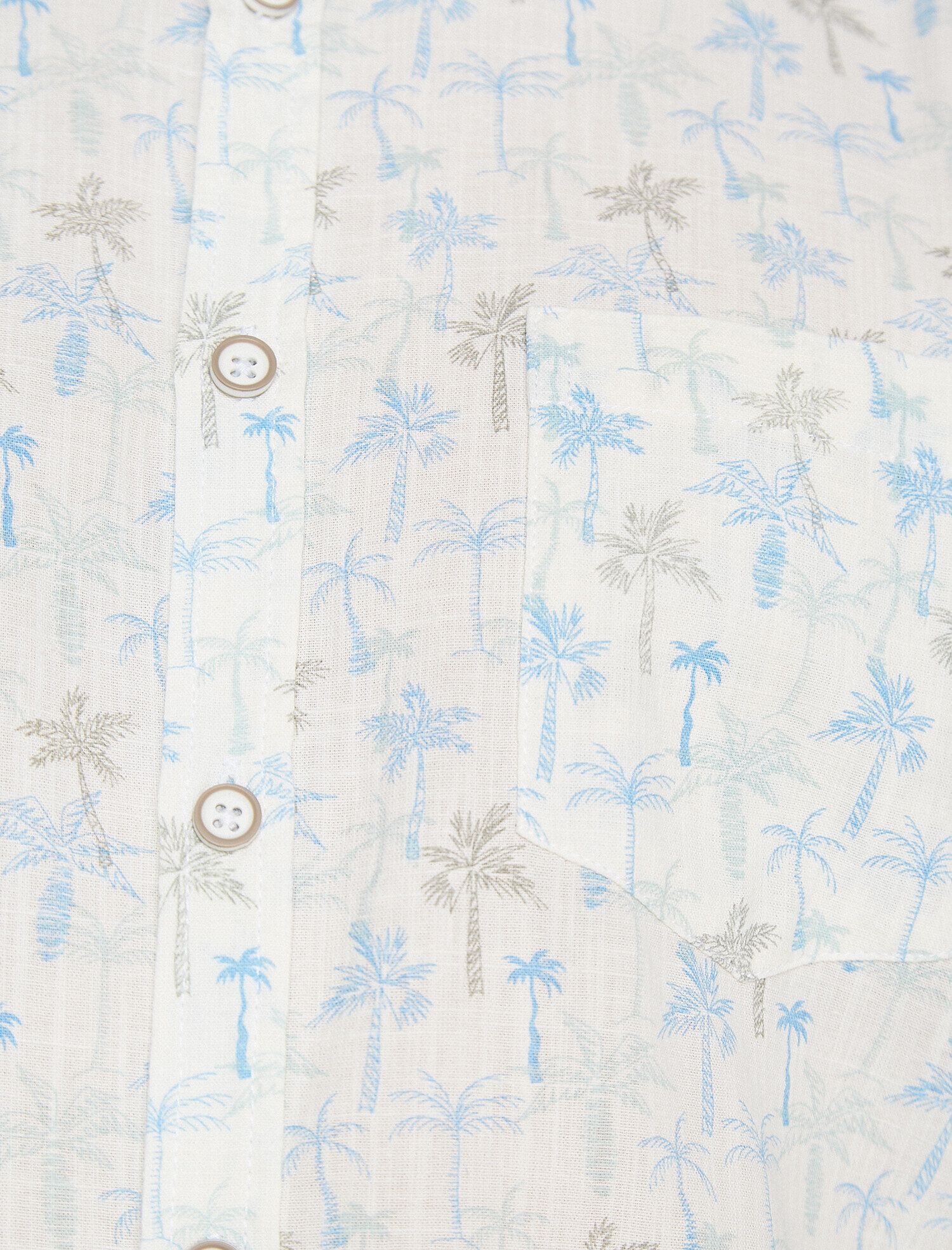   Palmiye Desenli Tek Cepli Kısa Kollu Gömlek