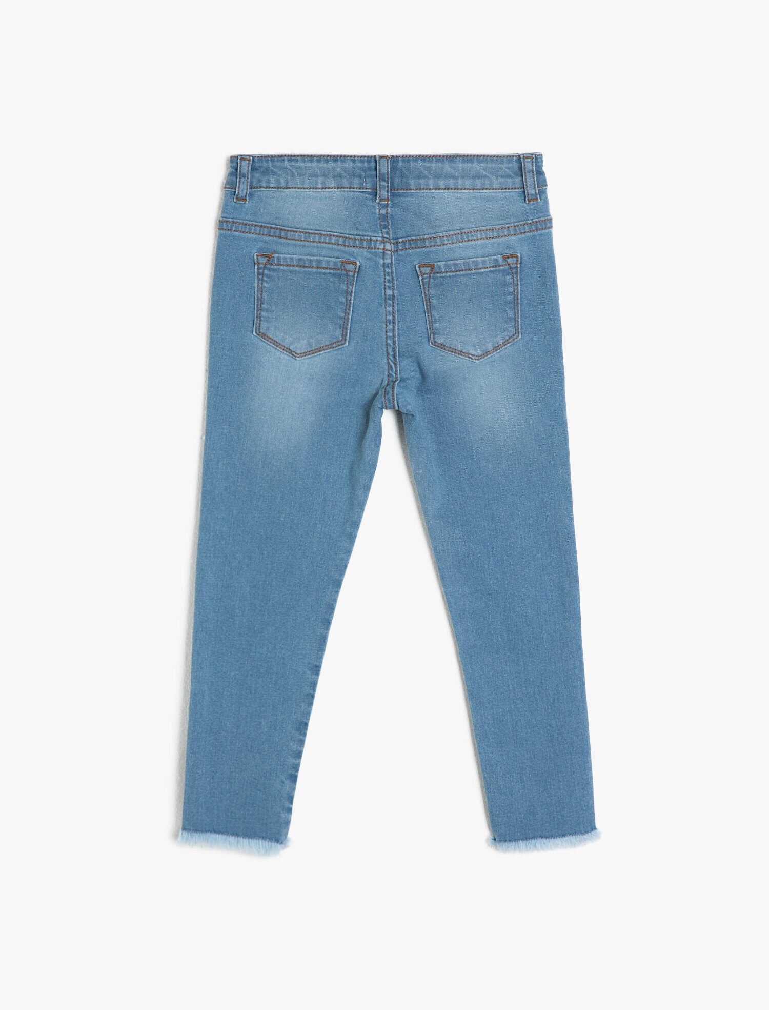  Kız Çocuk Kot Pantolon Çiçekli İşleme Detaylı Pamuklu - Slim Jean