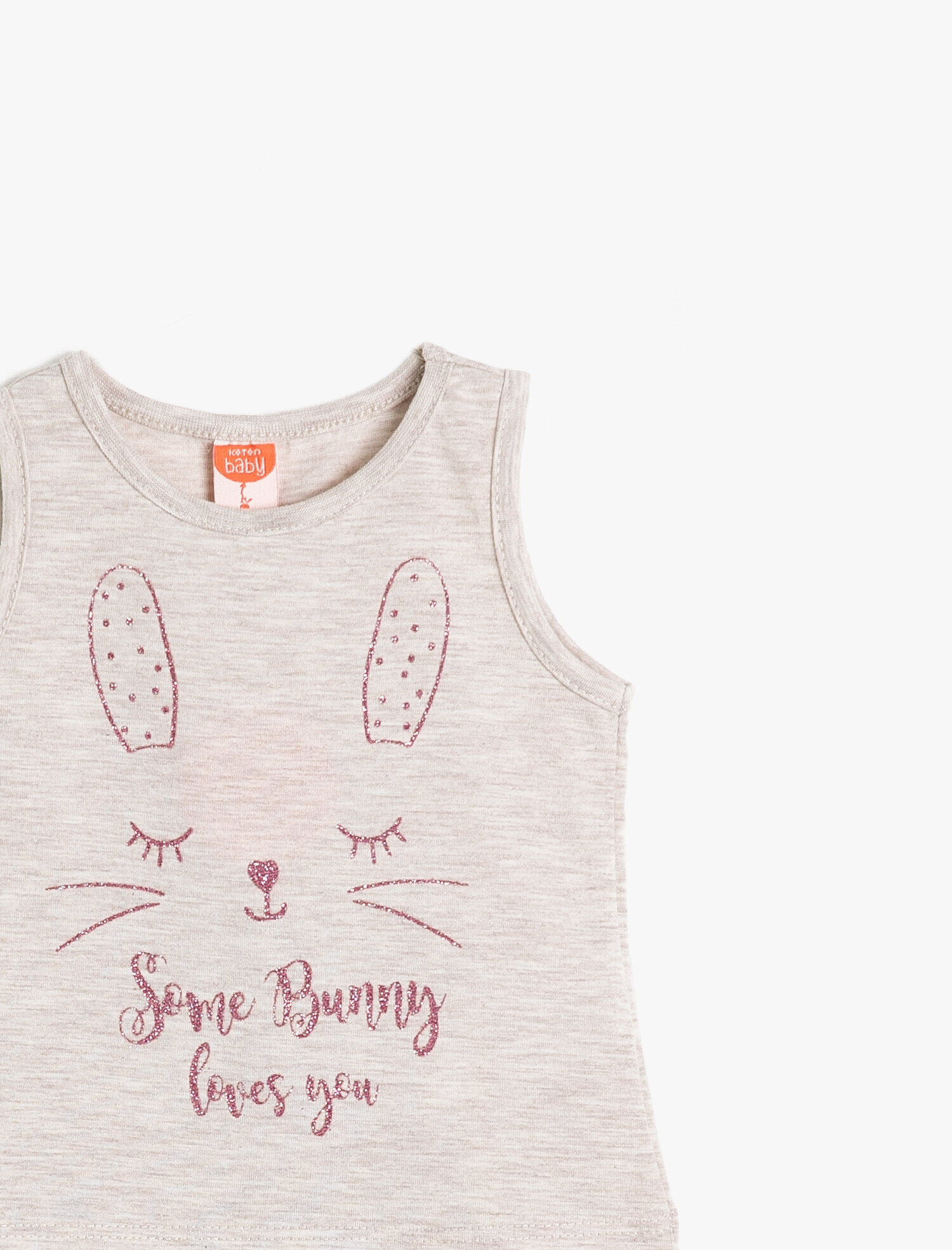  Kız Bebek Bisiklet Yaka Baskılı Kolsuz Atlet