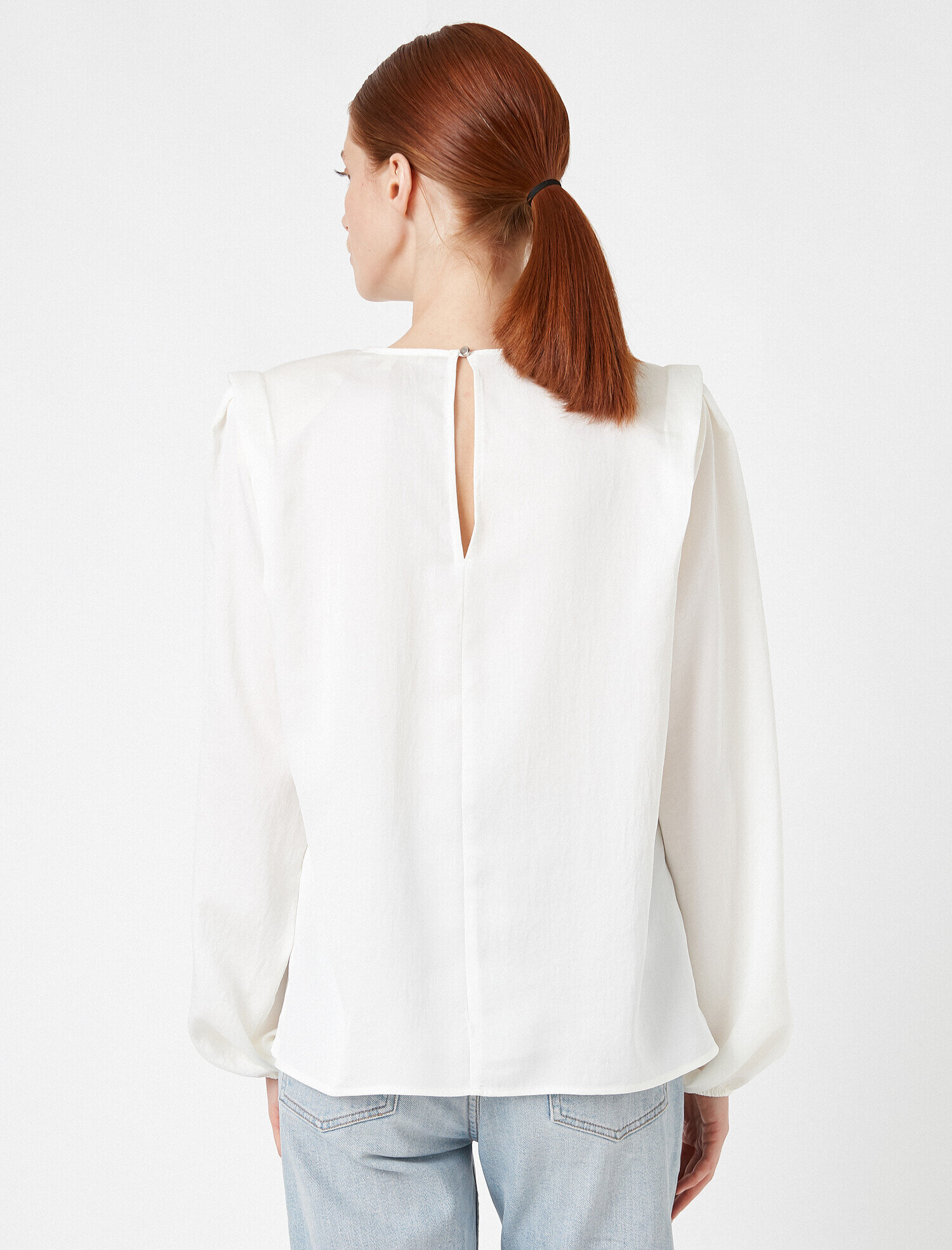 Vatkalı Bisiklet Yaka Uzun Kollu Bluz