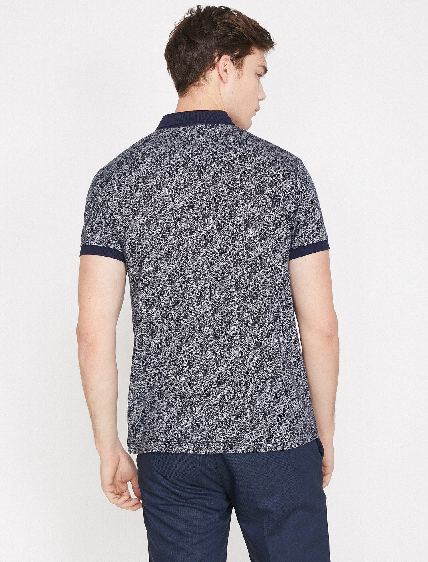 Desenli Polo Yaka Tişört Kısa Kollu