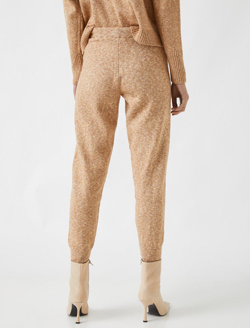   Yüksek Bel Beli Bağcıklı Triko Jogger Pantolon