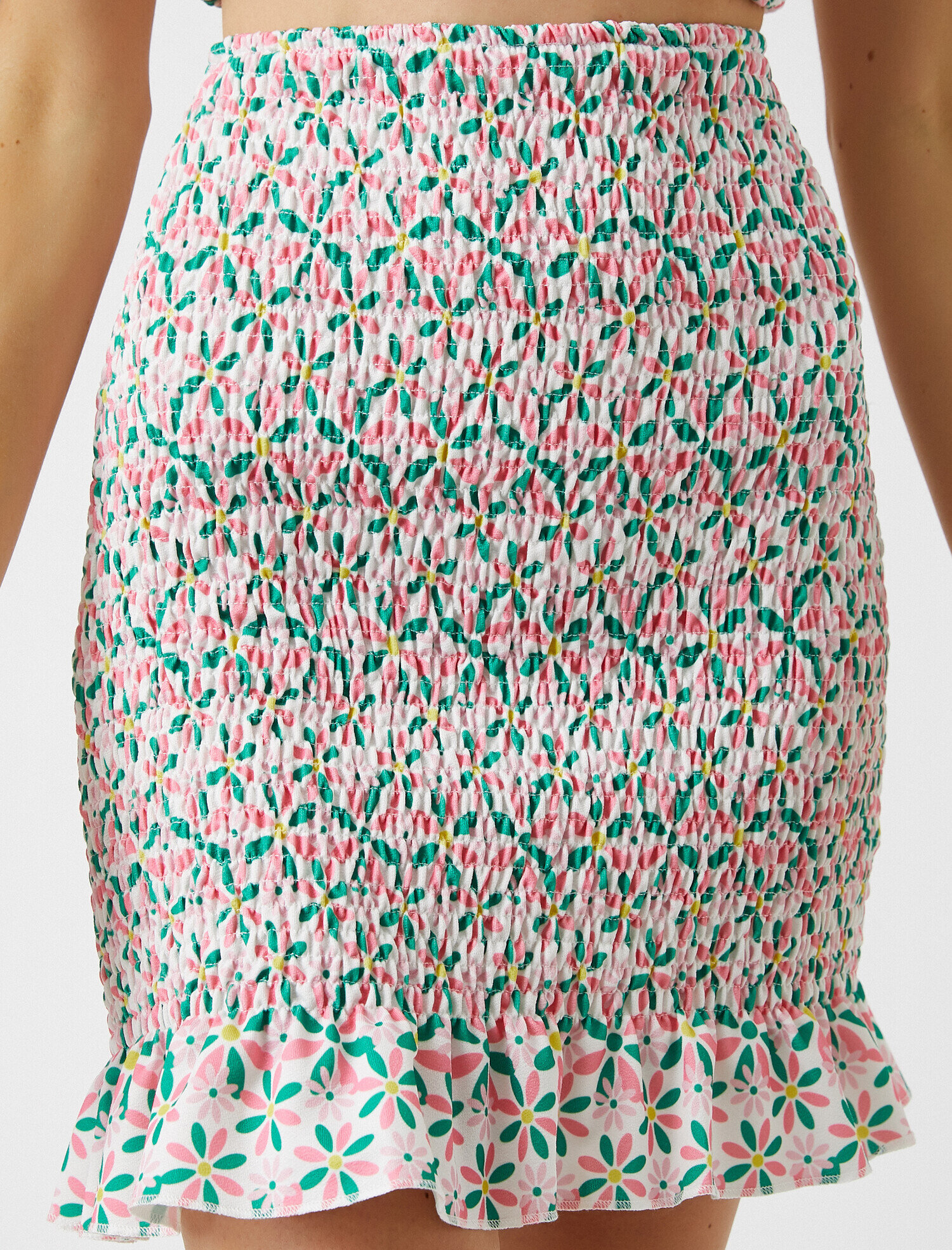   Çiçekli Gipeli Mini Etek