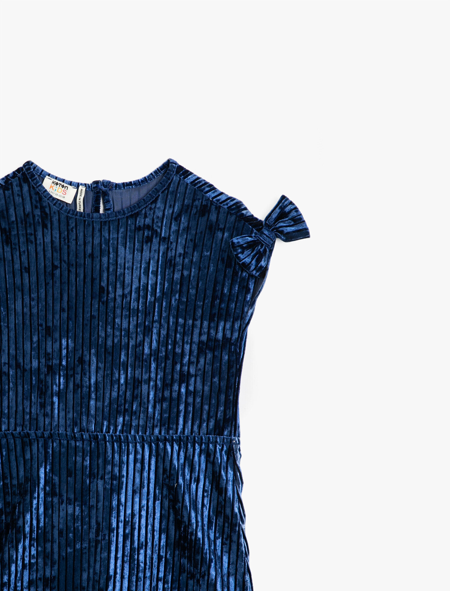  Kız Çocuk Kısa Kollu Fiyonklu Kadife Elbise