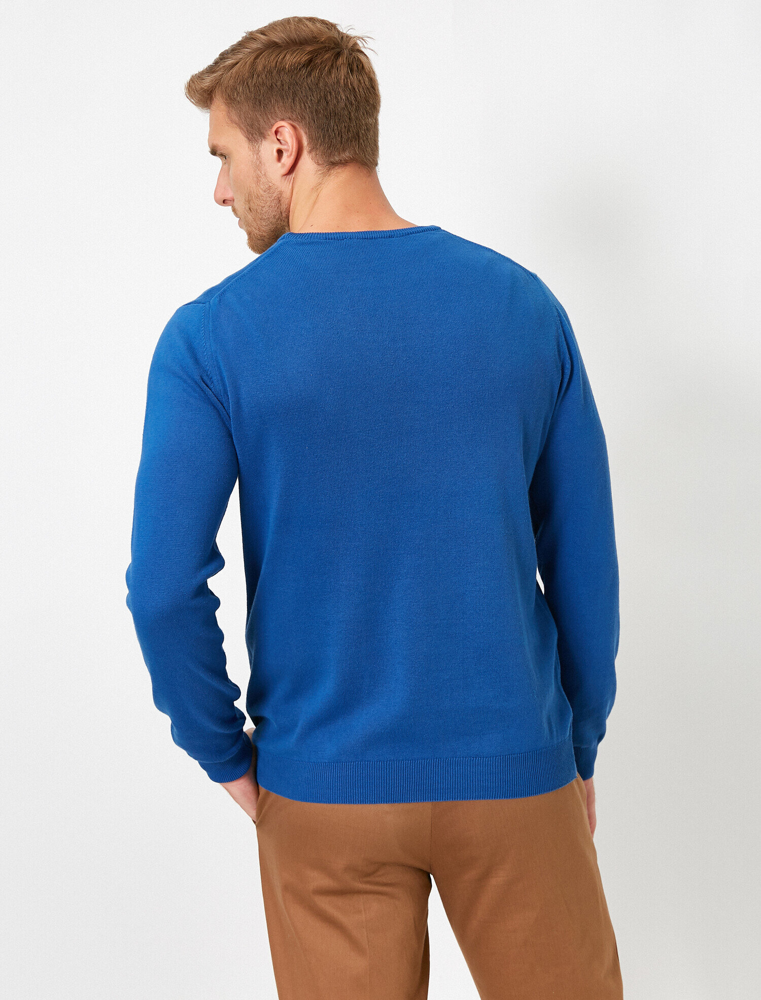   Basic Triko Kazak Bisiklet Yaka Uzun Kollu