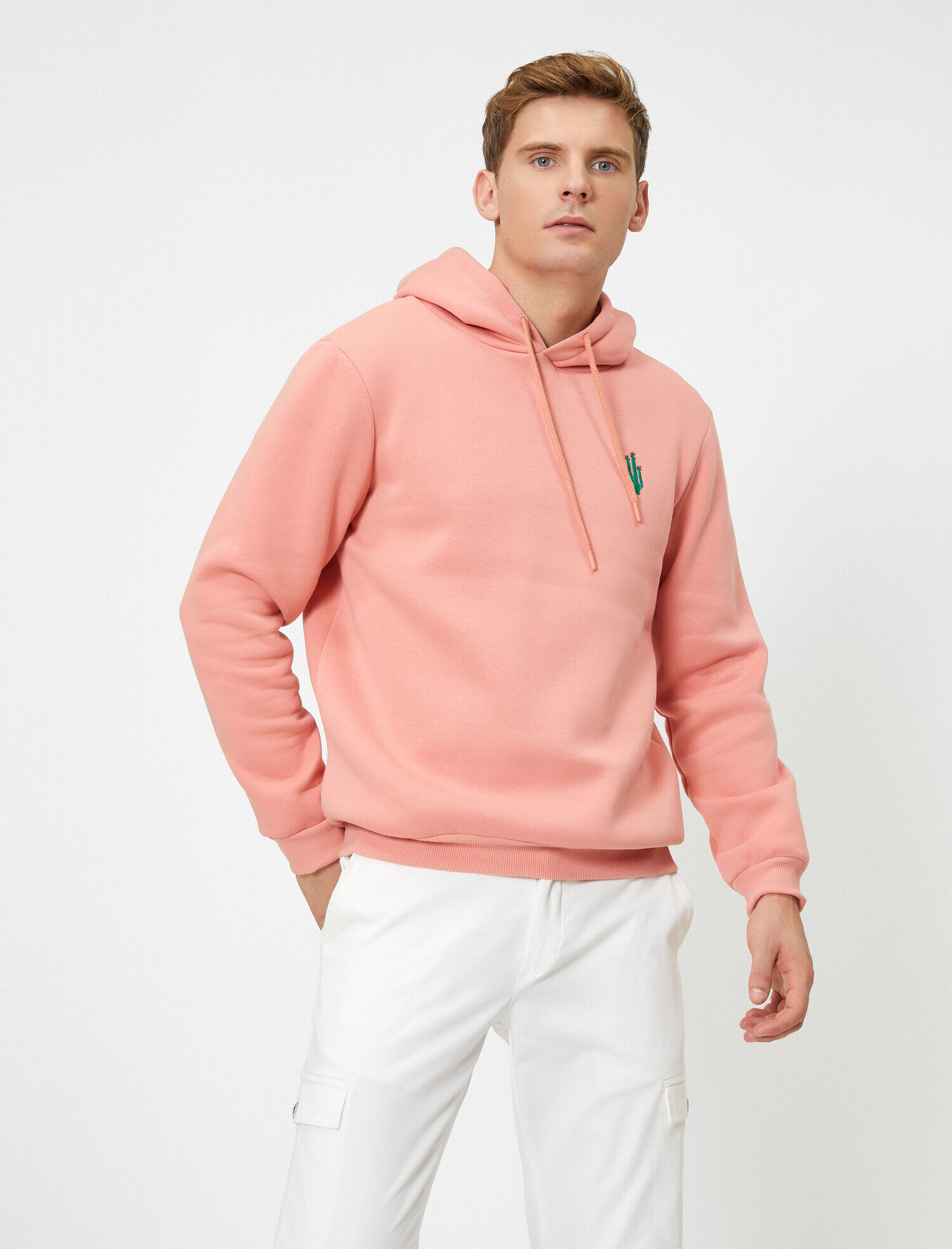   Kapüşonlu İşleme Detaylı Uzun Kollu Sweatshirt