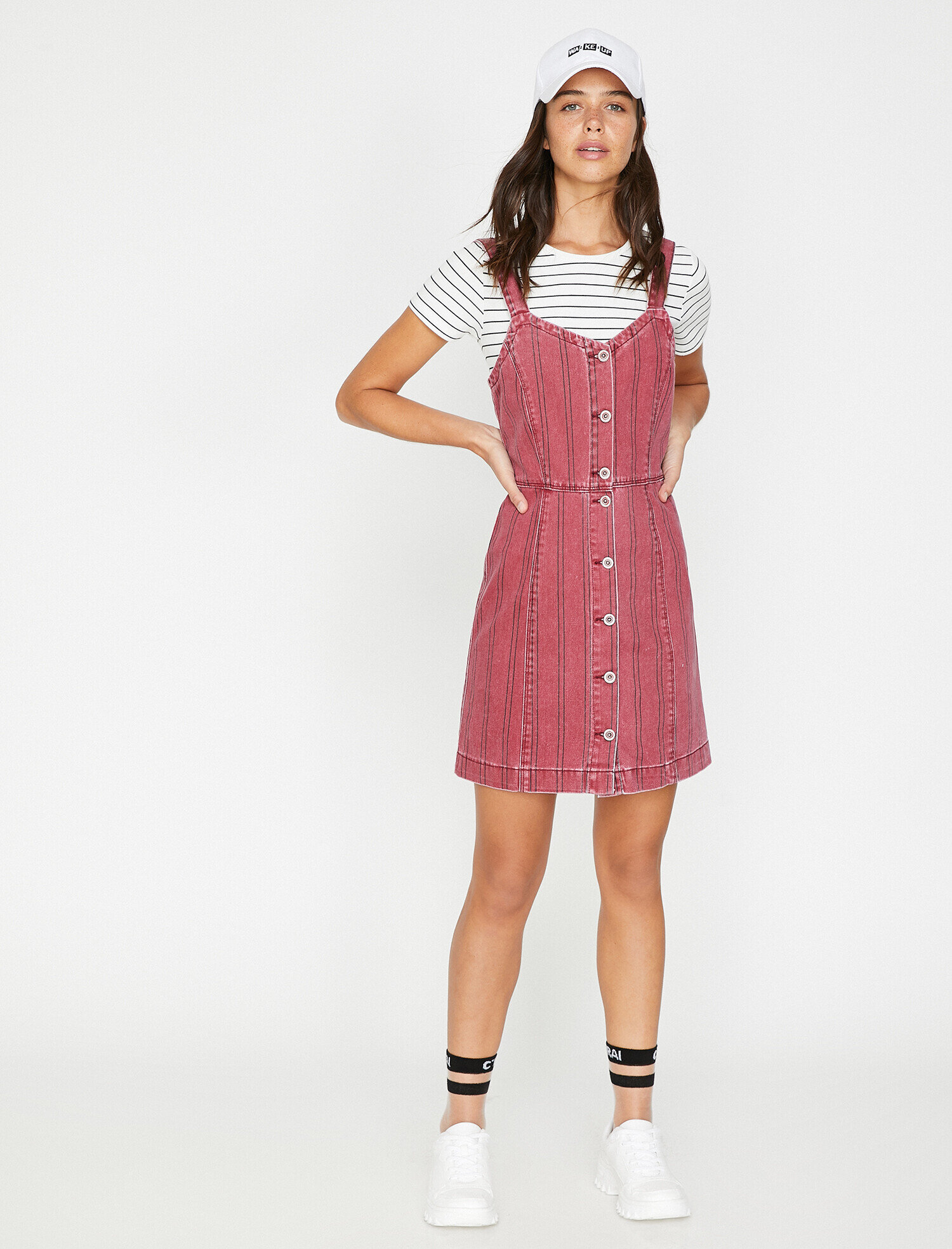   Düğme Detaylı Jean Elbise