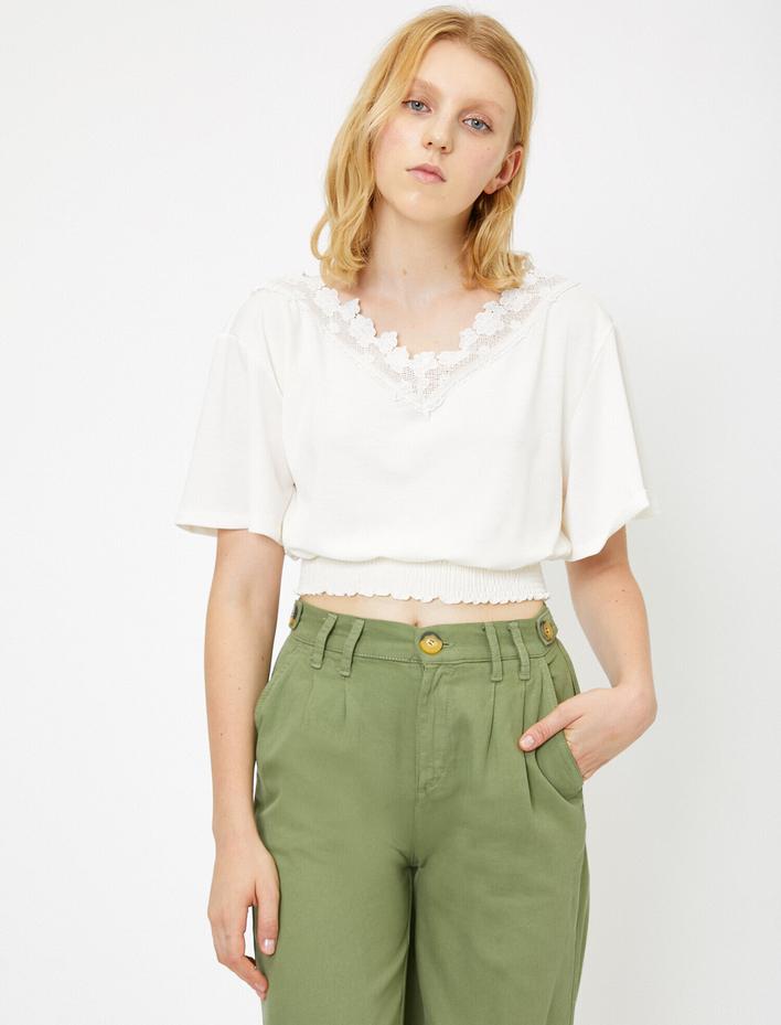  Dantel Detaylı Tişört