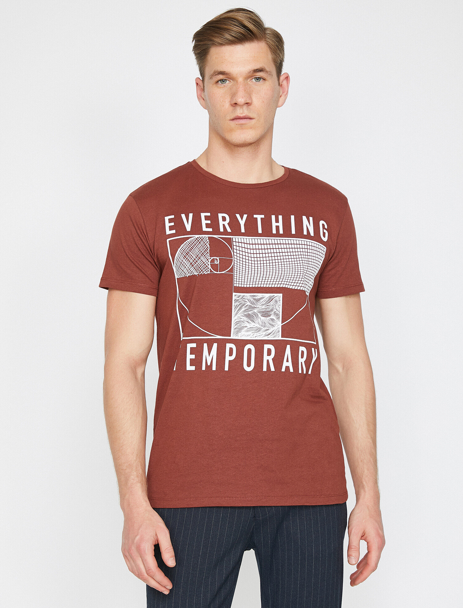   Baskılı Tişört Kısa Kollu Bisiklet Yaka