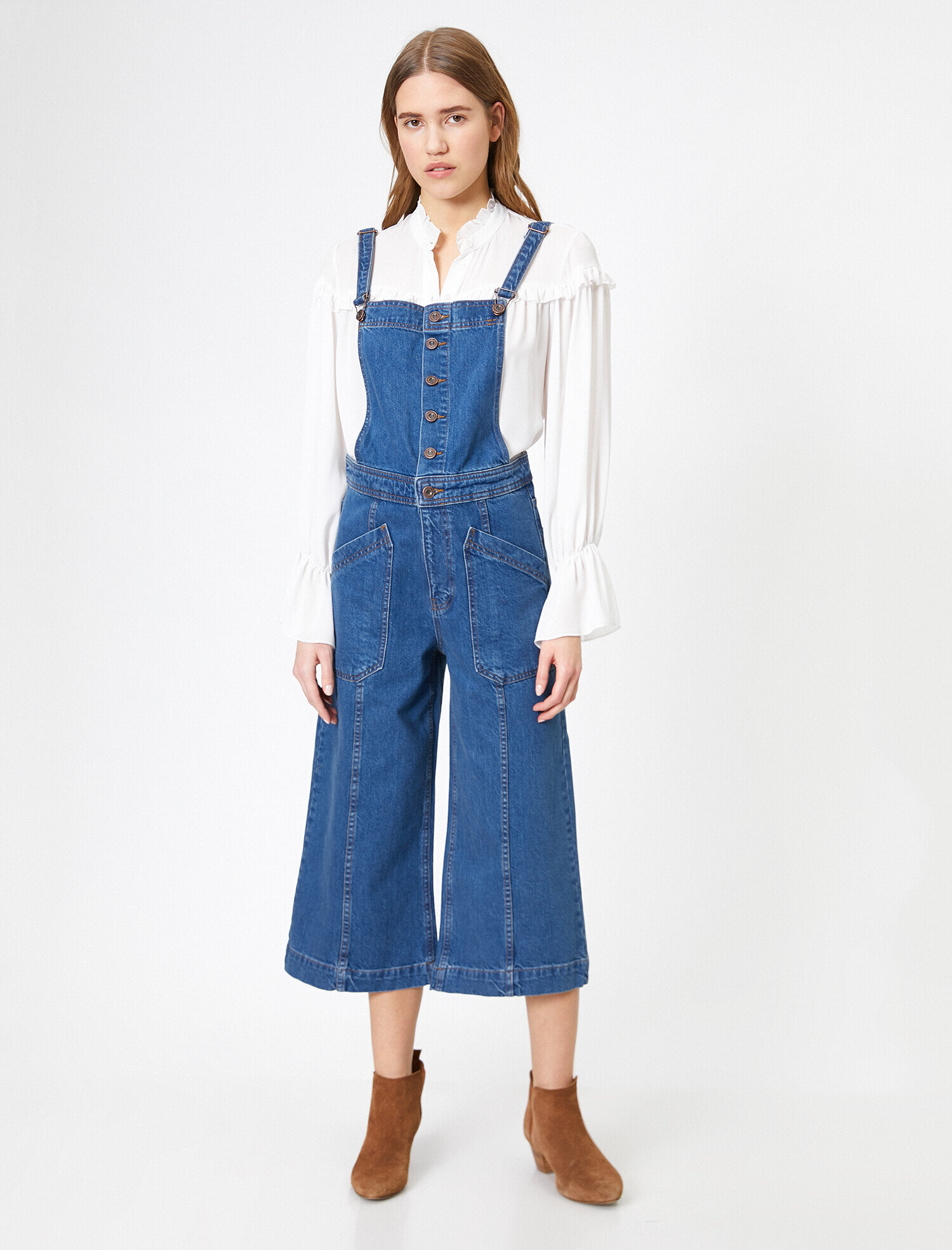   Düğme Detaylı Jean Tulum