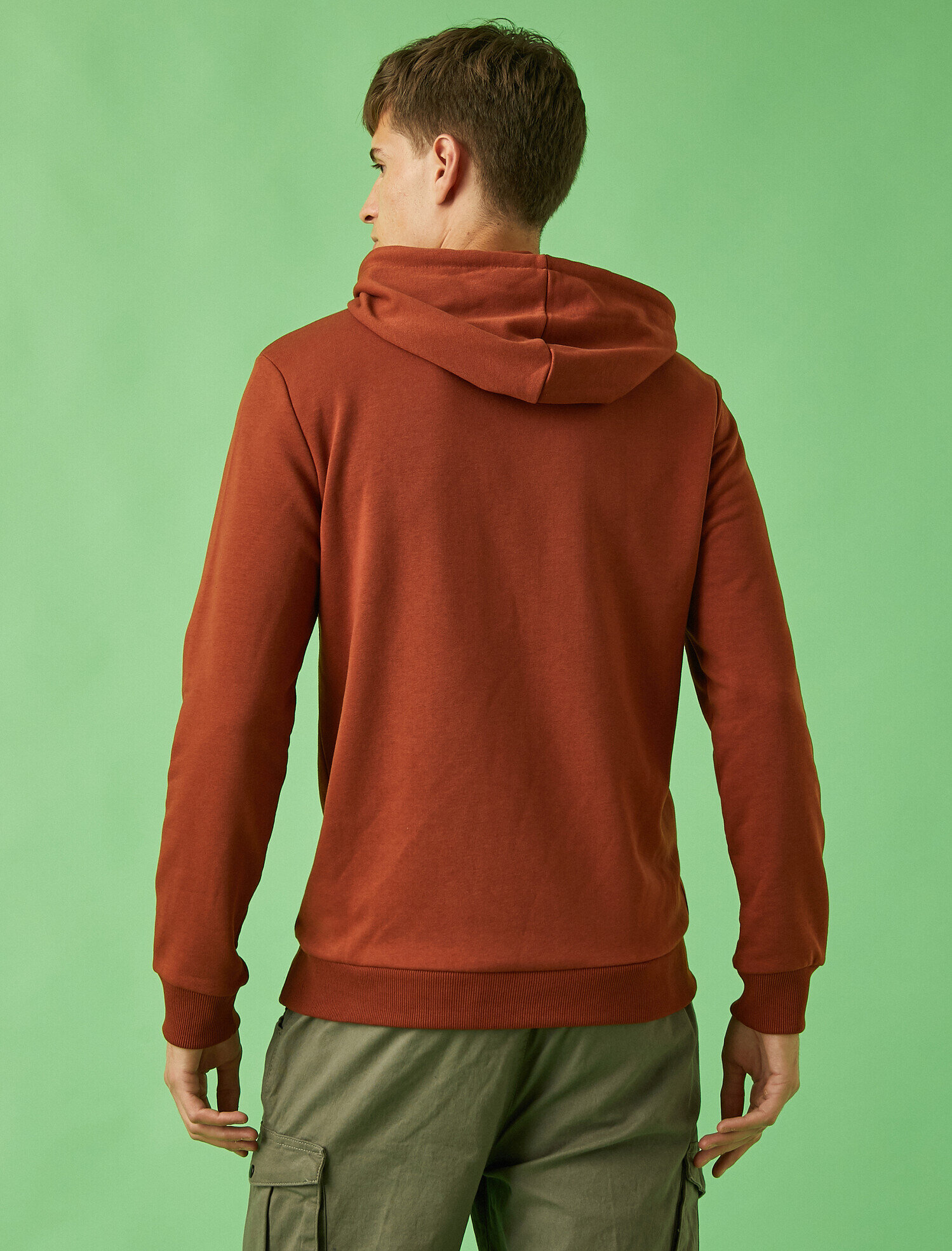   Kuru Kafa İşlemeli Kapşonlu Sweatshirt