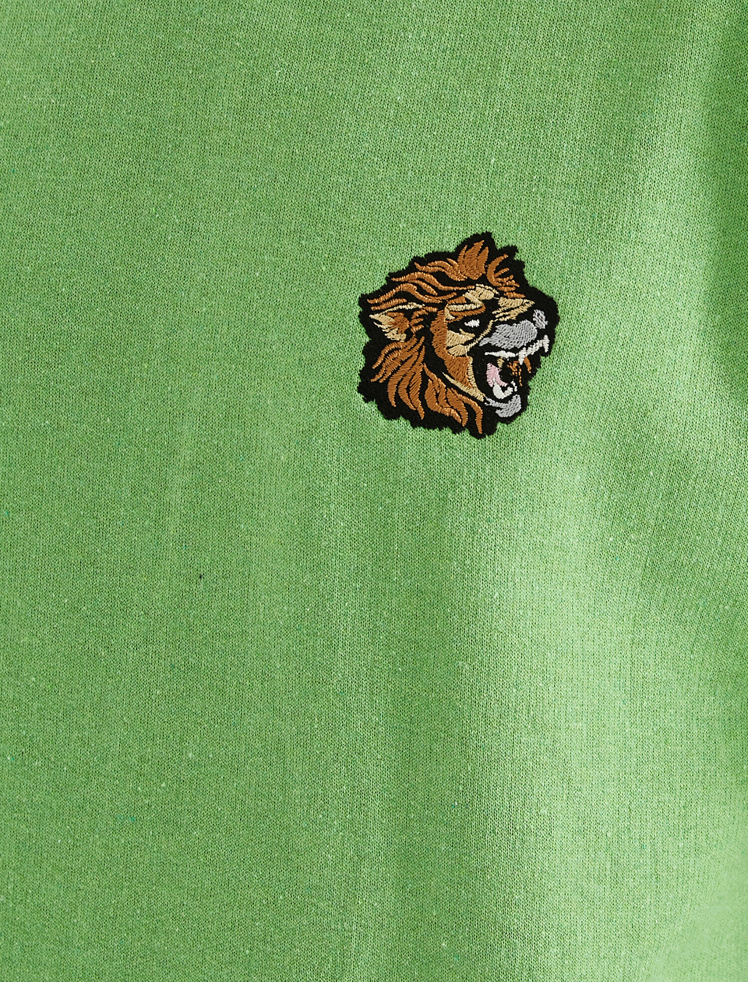   Aslan İşlemeli Kapşonlu Sweatshirt Şardonlu Kısa Kollu