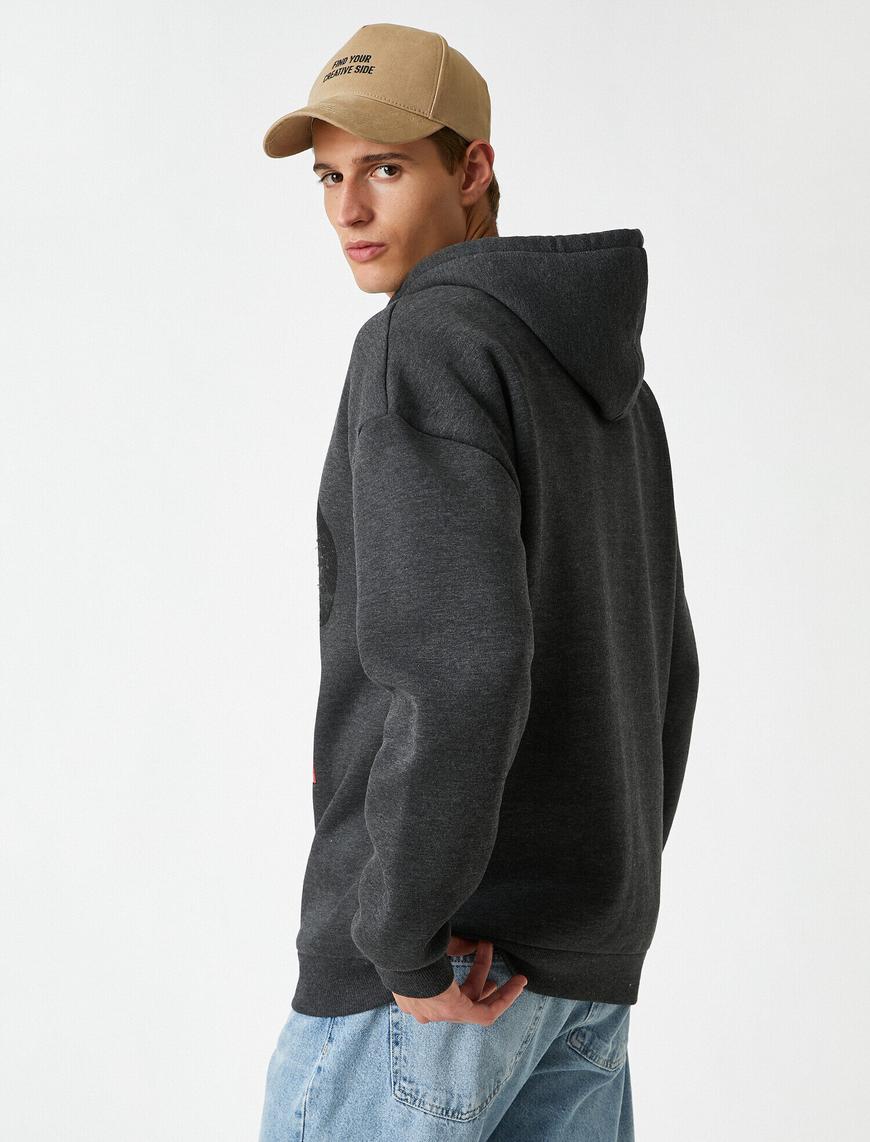   Oversize Mickey Mouse Kapşonlu Sweatshirt Lisanslı Baskılı