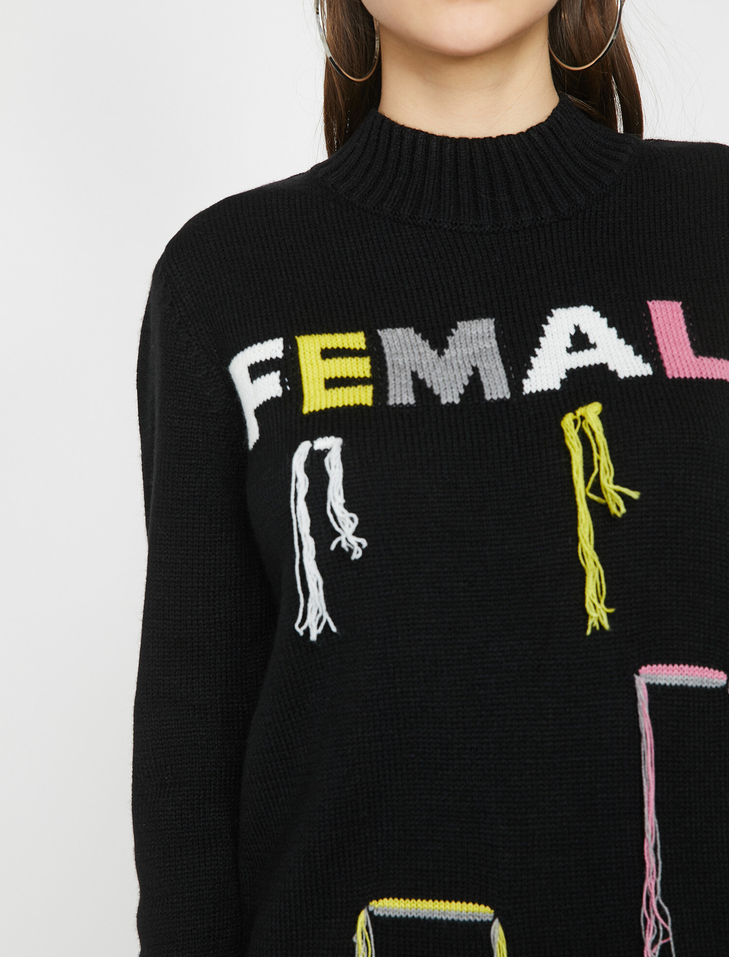 Yazılı Baskılı Triko Kazak