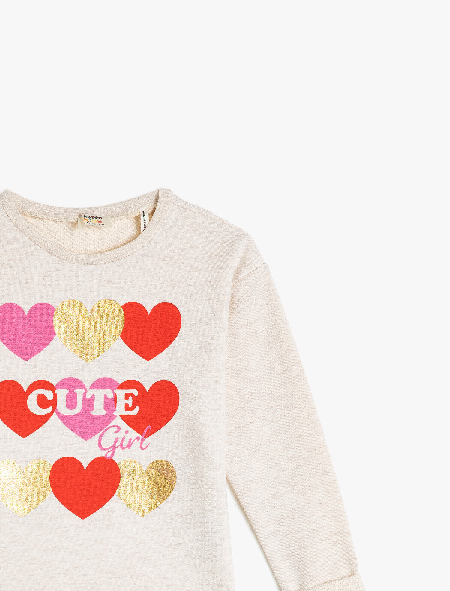  Kız Çocuk Bisiklet Yaka Baskılı Uzun Kollu Sweatshirt