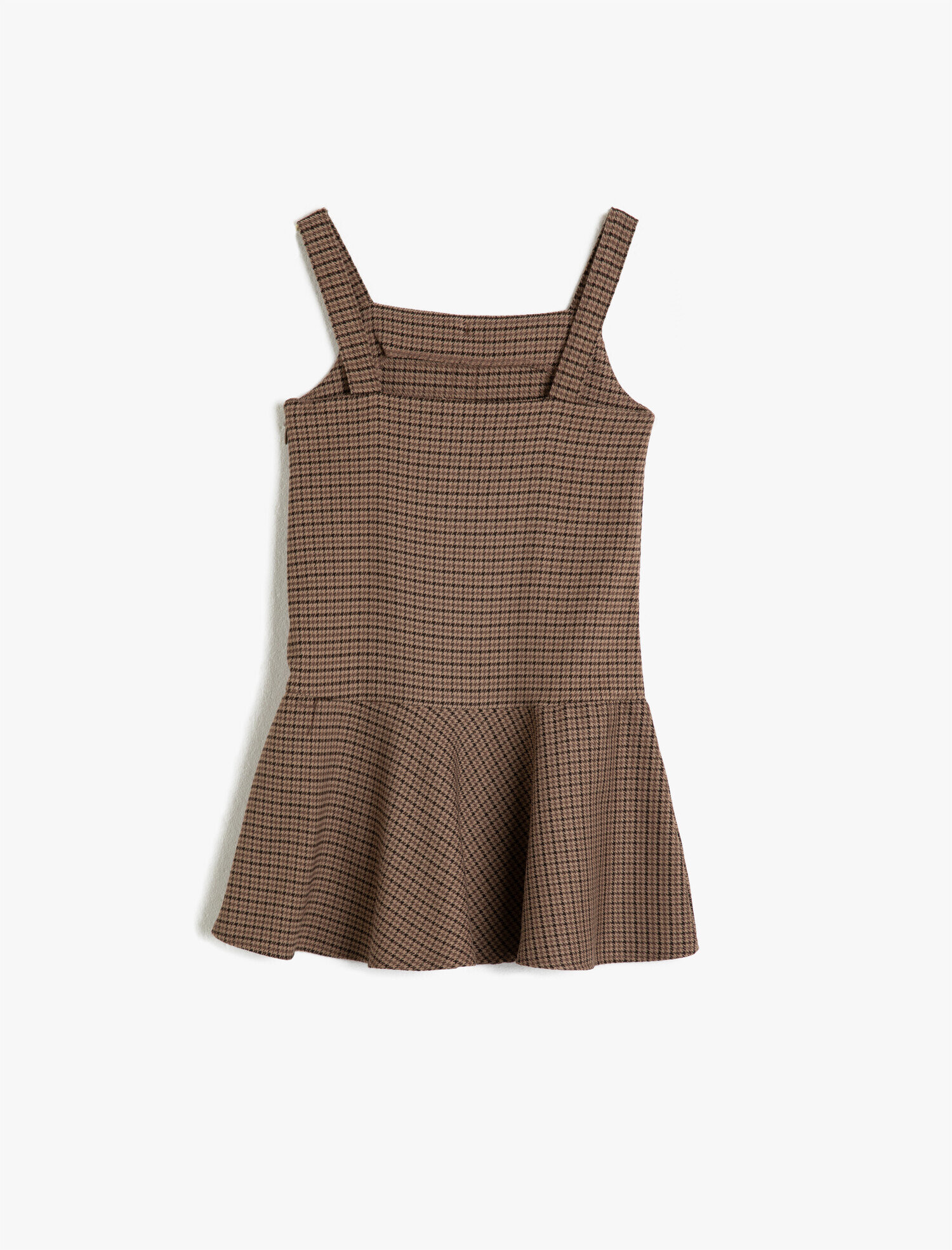 Kız Çocuk Düğmeli Kazayağı Desenli Elbise